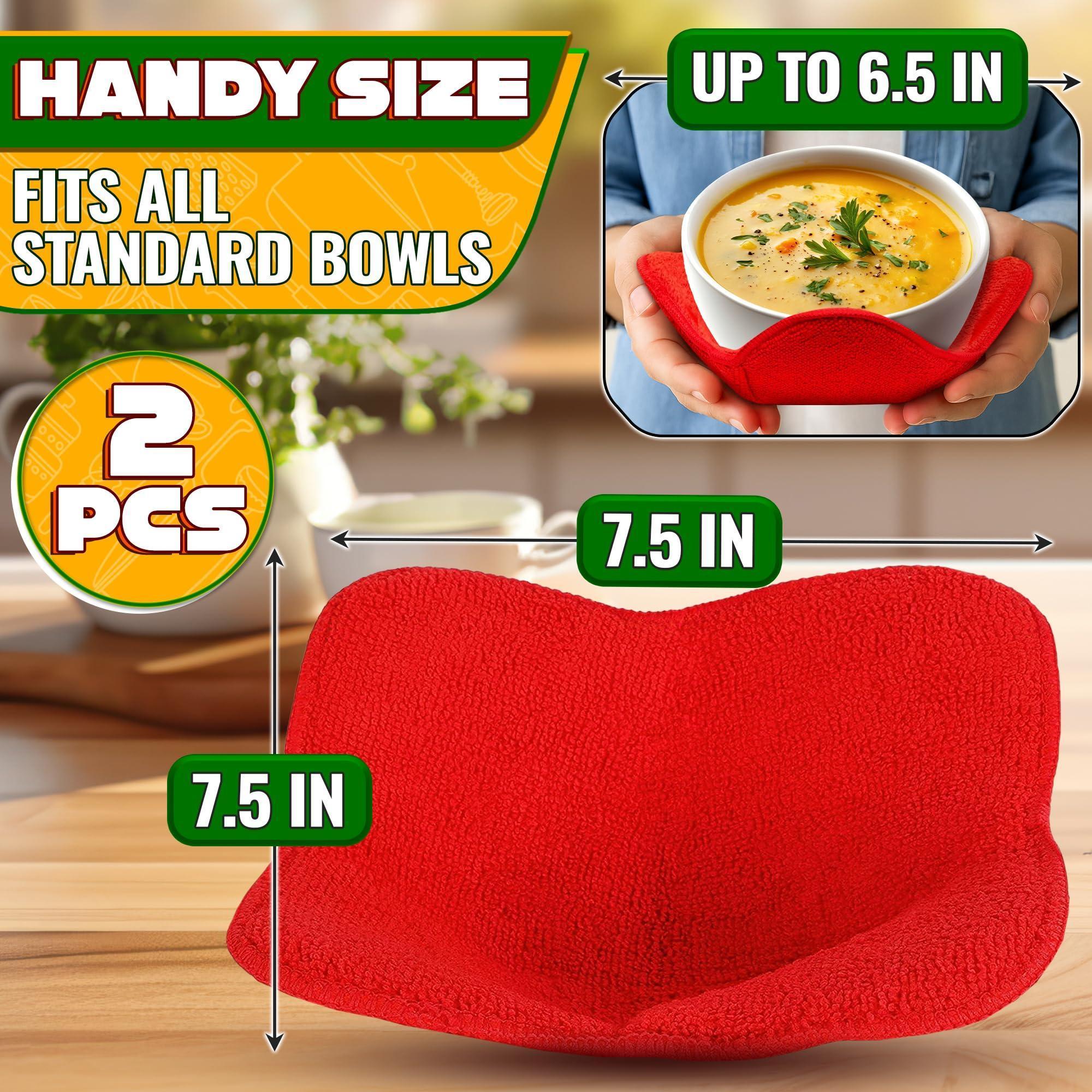 2 Pcs Red Microwave Bowl Holder (7.5 ×7.5 ) – Microwave Bowl Cozy with Durable Heat Resistant Fabric for Hot Dishes – Effortless Secure Serving of Hot Food Bowls Cups & Saucers 2 Pcs Red Microwave Bowl Holder (7.5 ×7.5 ) – Microwave Bowl Cozy with Durable Heat Resistant Fabric for Hot Dishes – Effortless Secure Serving of Hot Food Bowls Cups & Saucers