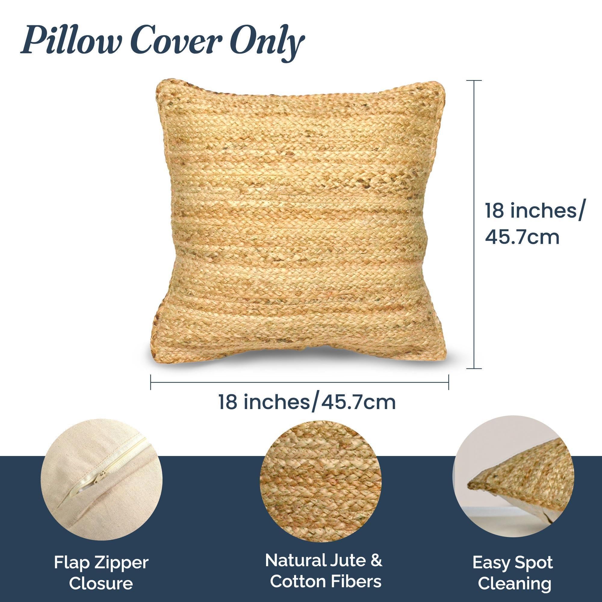 The Fine Living Co. Jute Throw Pillow Covers Braided Decorative Pillow Covers Farmhouse Accent Pillows for Couch Living Room Decor 18 x 18 inch Natural 2Pc The Fine Living Co. Jute Throw Pillow Covers Braided Decorative Pillow Covers Farmhouse Accent Pillows for Couch Living Room Decor 18 x 18 inch Natural 2Pc