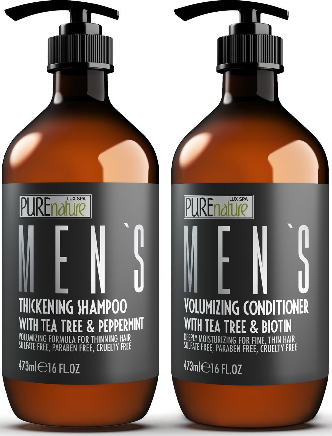 Mens Shampoo and Conditioner Set 16 Fl Oz Set of 2 Sulfate Free Strengthening Thickening Formula for Fuller Hair Helps with Thinning Hair Formulated for Men Mens Shampoo and Conditioner Set 16 Fl Oz Set of 2 Sulfate Free Strengthening Thickening Formula for Fuller Hair Helps with Thinning Hair Formulated for Men