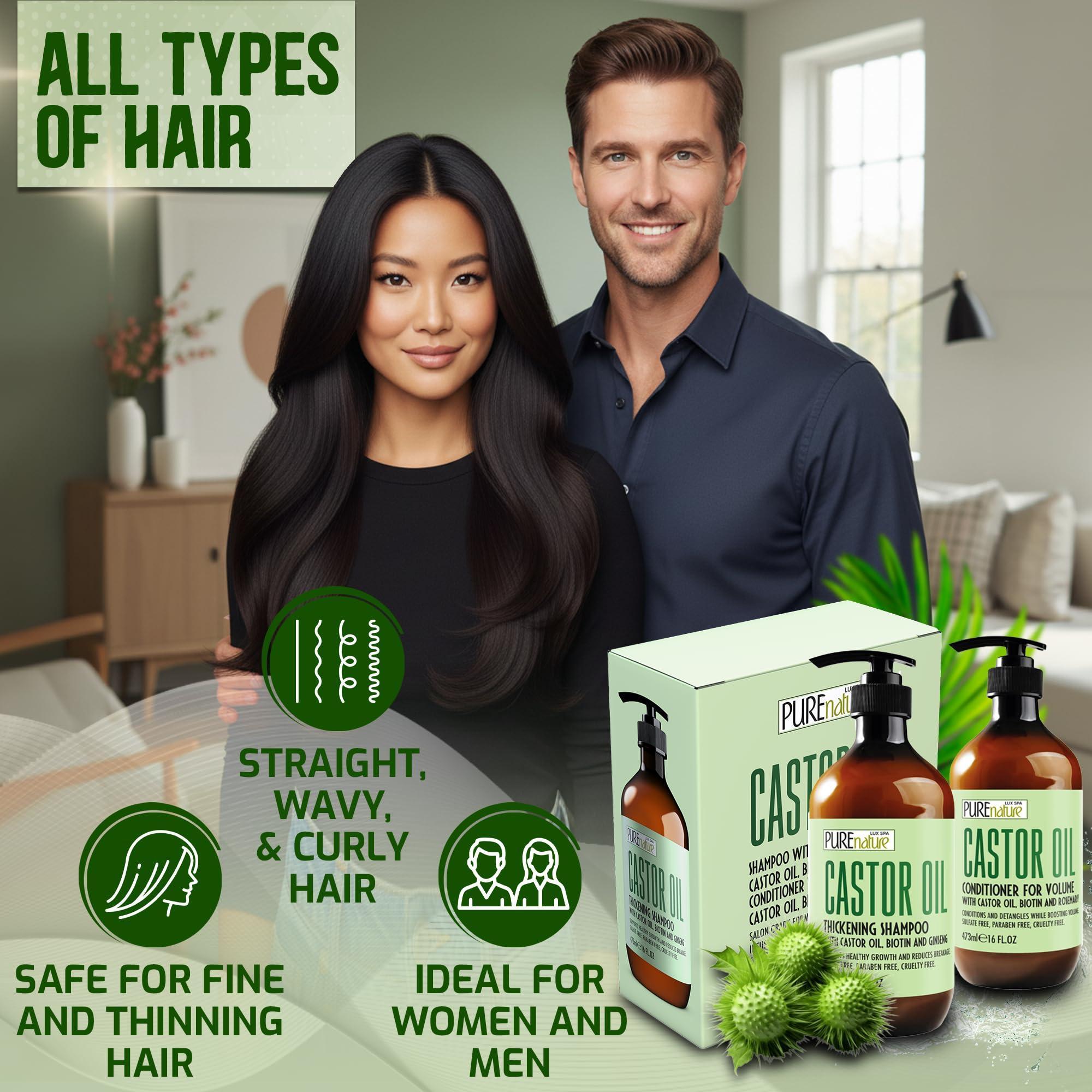 Castor Oil Shampoo and Conditioner Set 16 Fl Oz Set of 2 Sulfate Free Volume Thickening Products for Fine Thinning Hair Anti Breakage and Volumizing Thick Professional Salon Formula Castor Oil Shampoo and Conditioner Set 16 Fl Oz Set of 2 Sulfate Free Volume Thickening Products for Fine Thinning Hair Anti Breakage and Volumizing Thick Professional Salon Formula