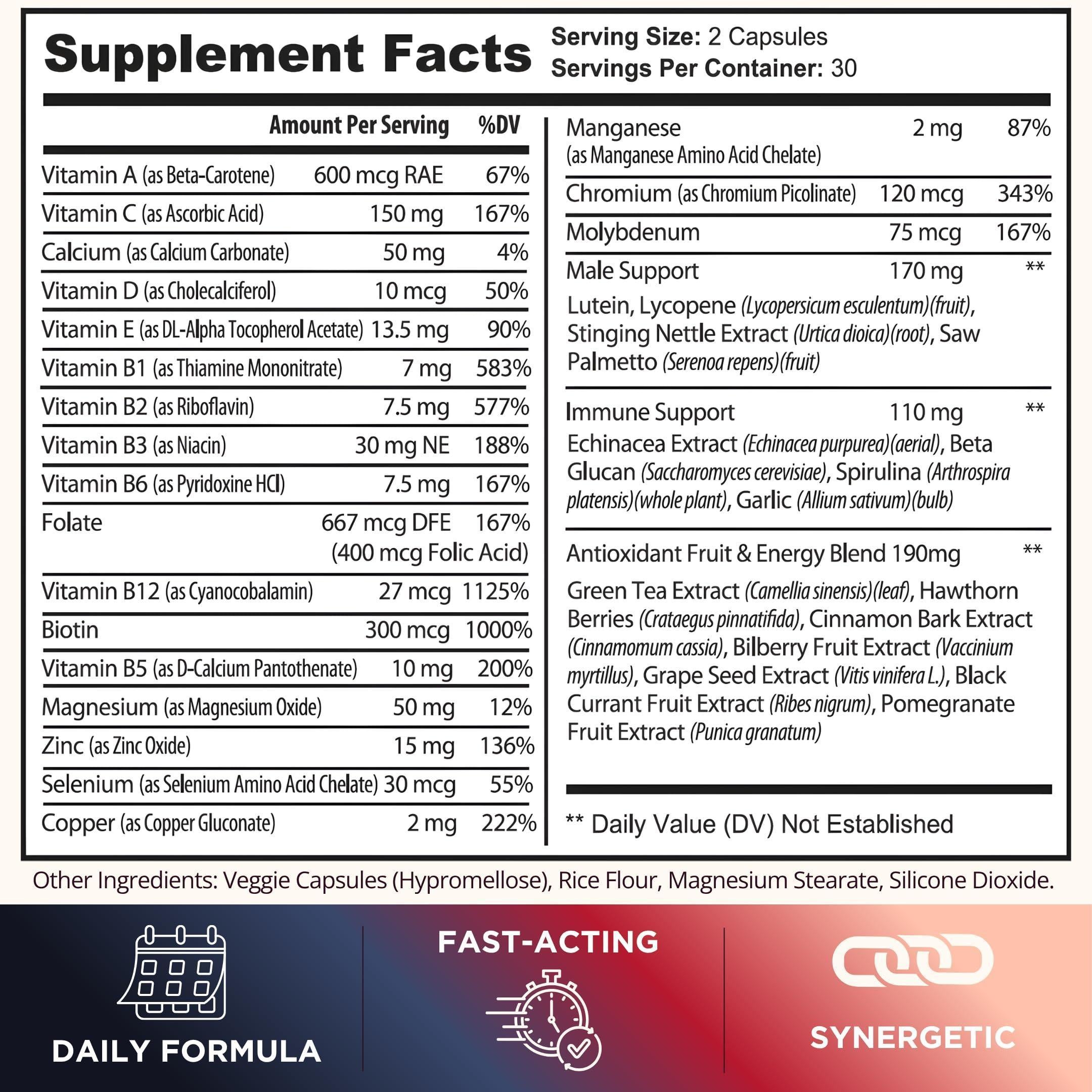 Melanin Rich Multivitamin for Men Daily Multivitamins 60 Capsules with B Complex Vitamins Vitamin D Zinc Saw Palmetto & Antioxidants 2 a Day 60 Capsules Melanin Rich Multivitamin for Men Daily Multivitamins 60 Capsules with B Complex Vitamins Vitamin D Zinc Saw Palmetto & Antioxidants 2 a Day 60 Capsules