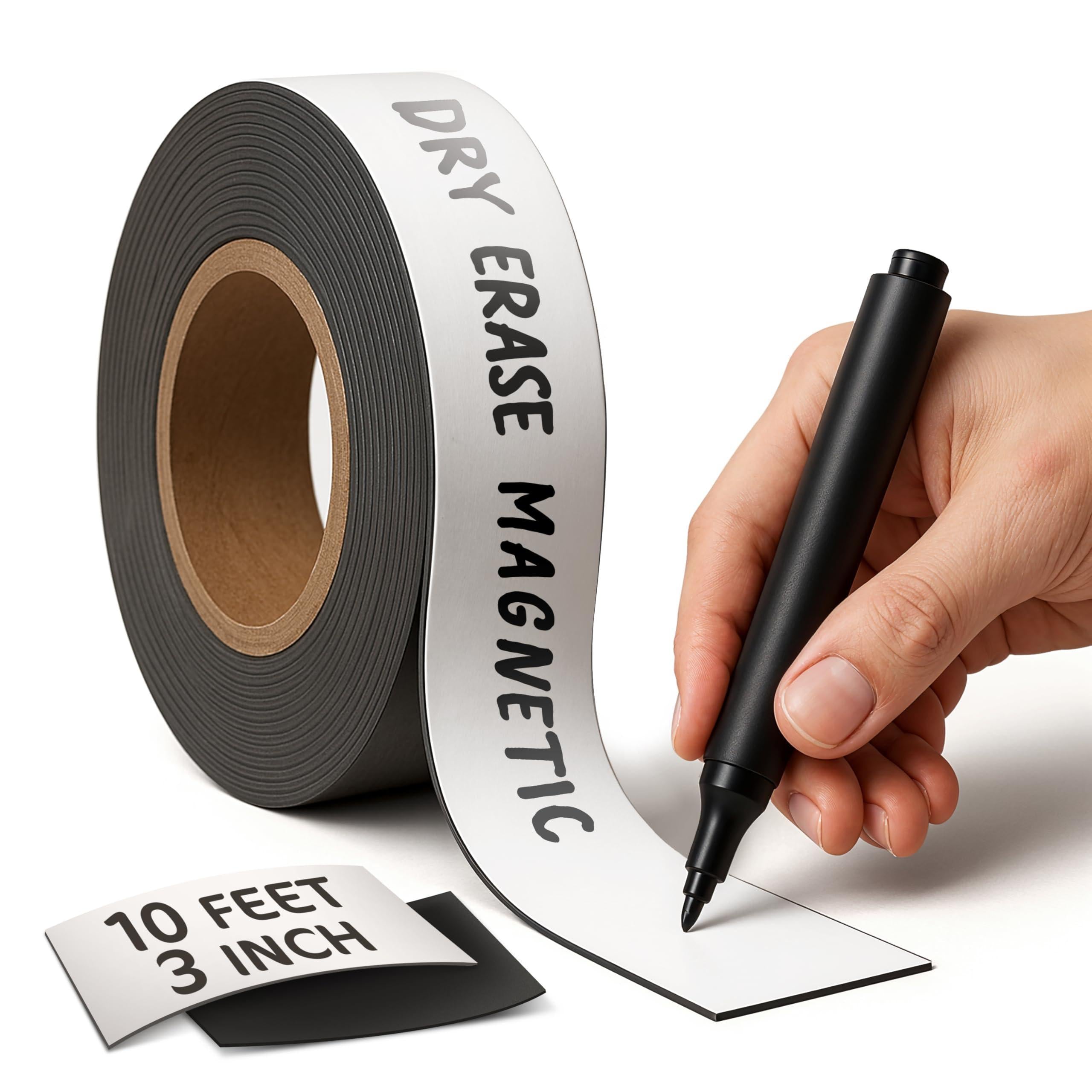 Magnetic Dry Erase Tape 10 Ft x 3 Inch White Magnetic Strip Blank Magnets to Write On Dry Erase Strips Magnet Tape Roll Custom Writable Flexible Tape for Whiteboards Shelves Bus Seats Lockers Magnetic Dry Erase Tape 10 Ft x 3 Inch White Magnetic Strip Blank Magnets to Write On Dry Erase Strips Magnet Tape Roll Custom Writable Flexible Tape for Whiteboards Shelves Bus Seats Lockers