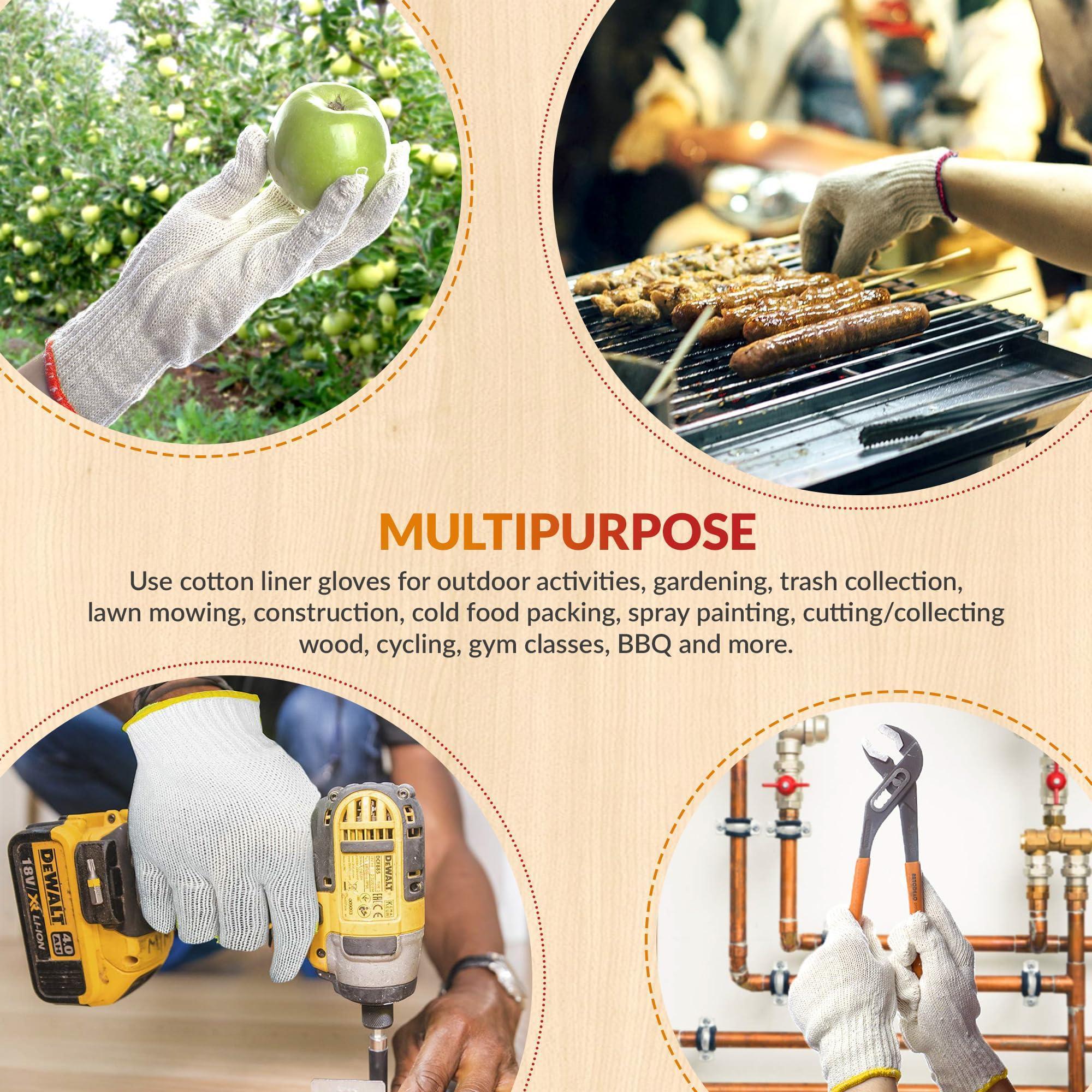 Beige Work Cotton Gloves for Men Women 9.5 Inch Pack of 24 (12 Pairs) String Knit Work Gloves with Red Line Elastic Knit Wrist Washable Cotton Polyester Gardening Gifts Beige Work Cotton Gloves for Men Women 9.5 Inch Pack of 24 (12 Pairs) String Knit Work Gloves with Red Line Elastic Knit Wrist Washable Cotton Polyester Gardening Gifts
