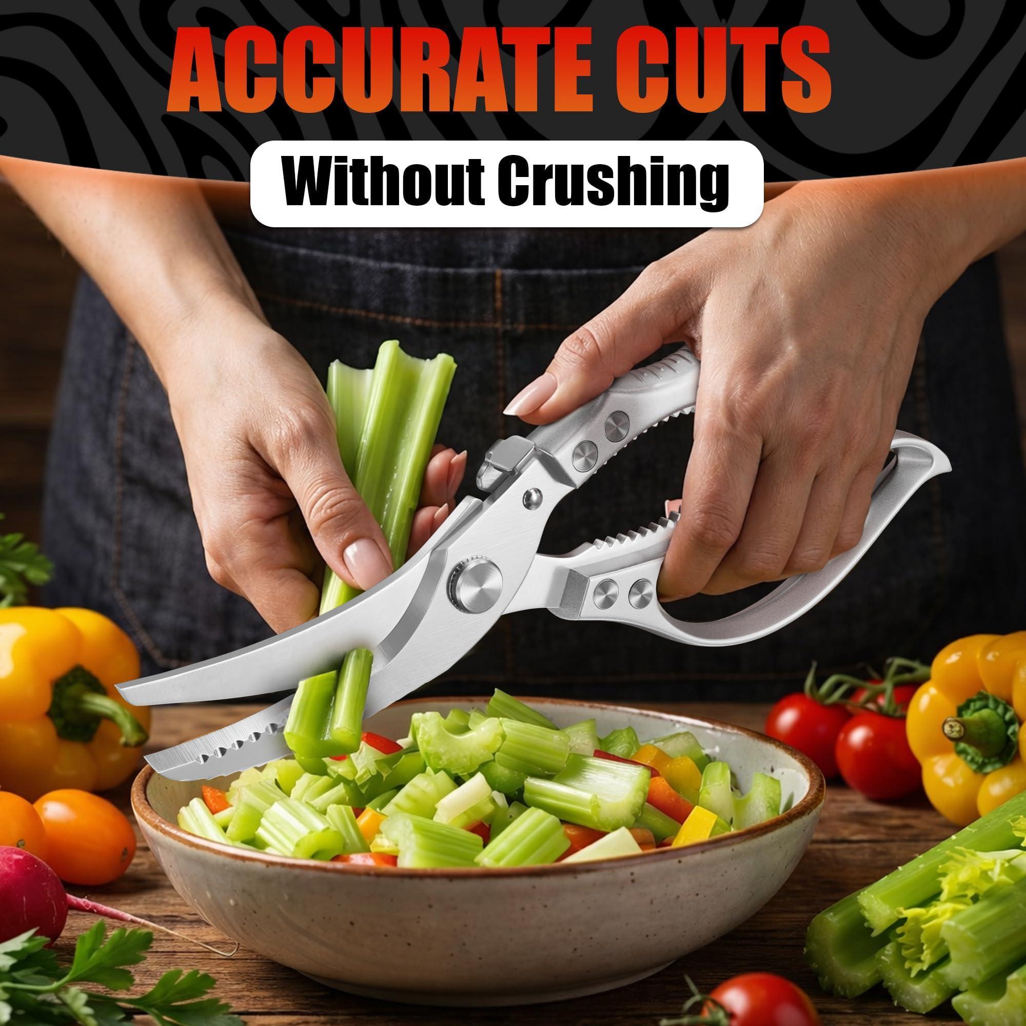 Stainless Steel Poultry Shears Heavy Duty Kitchen Shears for Food with Hardened Blades One Hand Safety Lock Spring Mechanism Dishwasher Safe Chicken Meat Cutting Turkey Fish and Vegetables Stainless Steel Poultry Shears Heavy Duty Kitchen Shears for Food with Hardened Blades One Hand Safety Lock Spring Mechanism Dishwasher Safe Chicken Meat Cutting Turkey Fish and Vegetables