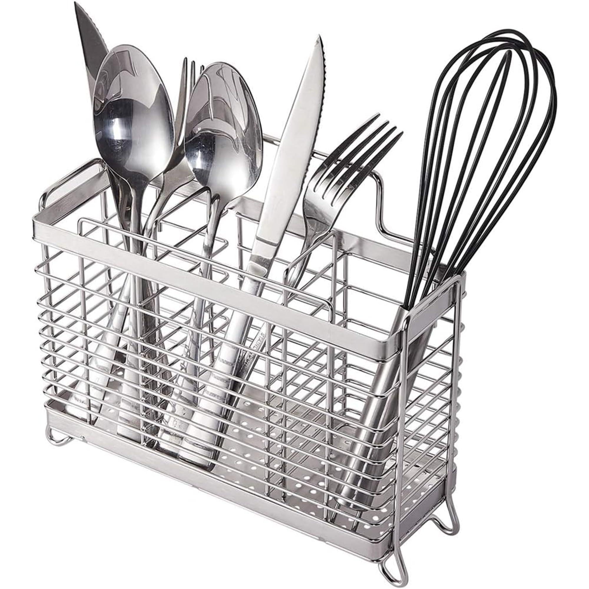 Utensil Holder Utensil Drying Rack Basket Holder with 3 Divided Compartments Rust resistant Utensil Holder Utensil Drying Rack Basket Holder with 3 Divided Compartments Rust resistant
