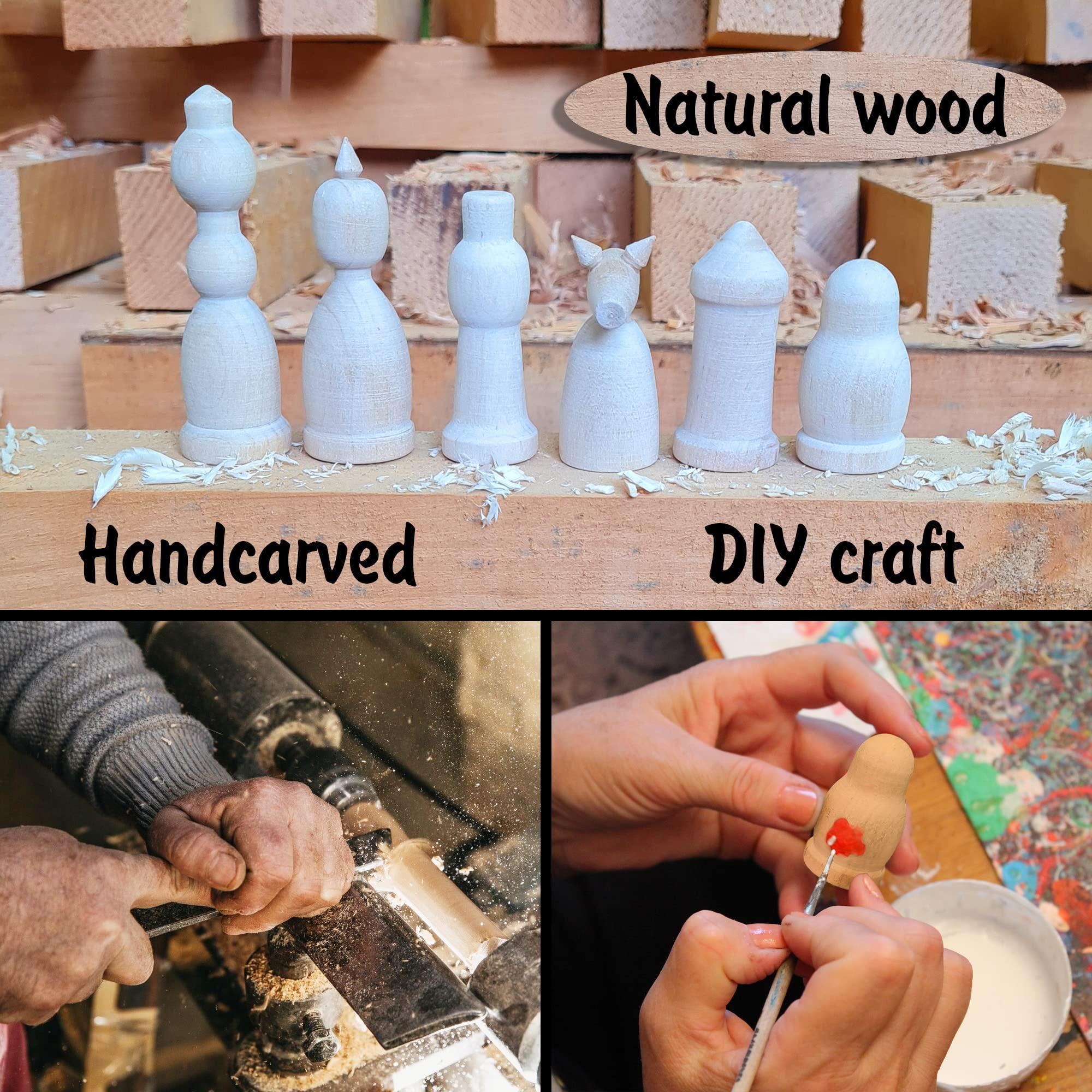 Unfinished Wood Chess Pieces Only Set of 32 pcs Paint Your Own Chess Set DIY Kit Unfinished Wood Chess Pieces Only Set of 32 pcs Paint Your Own Chess Set DIY Kit
