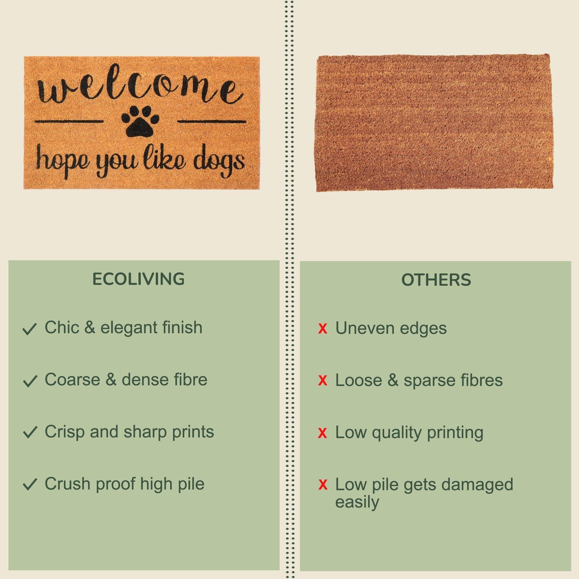 Coir Doormat Non-Slip PVC Backing 'Hope You Like Dogs' Print 30x17 in Beige & Black Coir Doormat Non-Slip PVC Backing 'Hope You Like Dogs' Print 30x17 in Beige & Black
