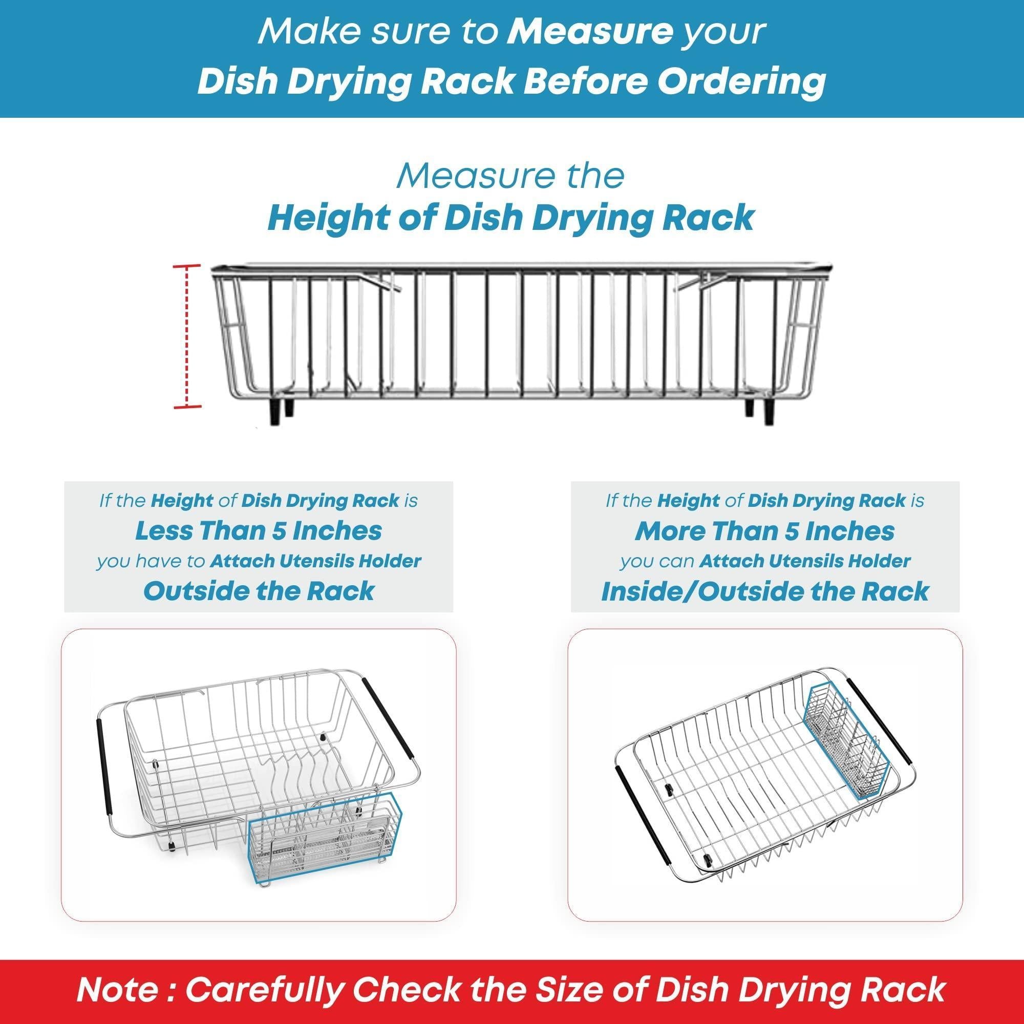 Sturdy 304 Stainless Steel Utensil Drying Rack Basket Holder with Hooks 3 Divided Compartments Rust Proof No Drilling Sturdy 304 Stainless Steel Utensil Drying Rack Basket Holder with Hooks 3 Divided Compartments Rust Proof No Drilling