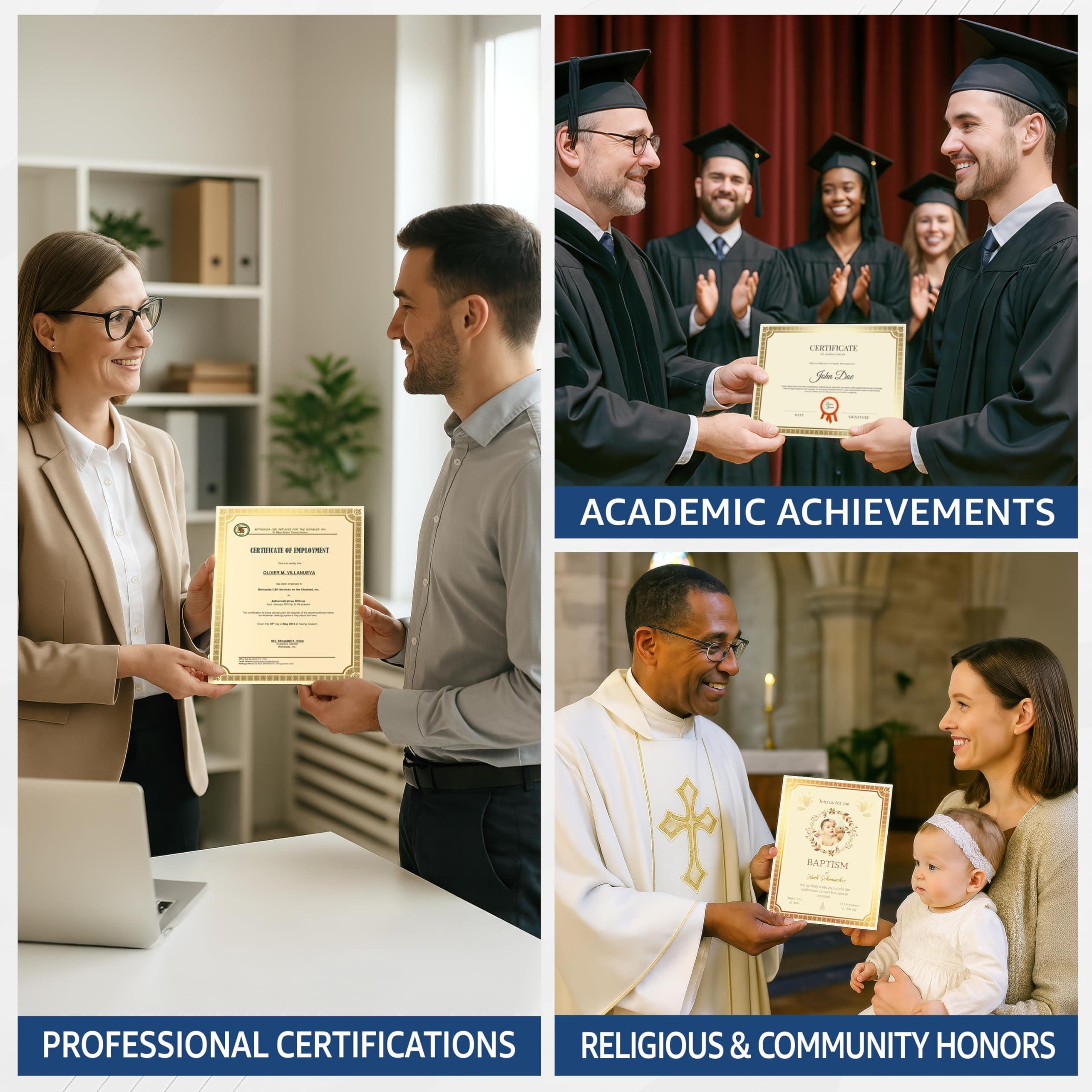 50 Sheets Certificate Paper 8.5 x 11 for Printing Letter Size 180 GSM Printable Award Certificate Paper with Gold Foil Border Blank Diploma Certificates Graduation Achievement Document Cardstock 50 Sheets Certificate Paper 8.5 x 11 for Printing Letter Size 180 GSM Printable Award Certificate Paper with Gold Foil Border Blank Diploma Certificates Graduation Achievement Document Cardstock