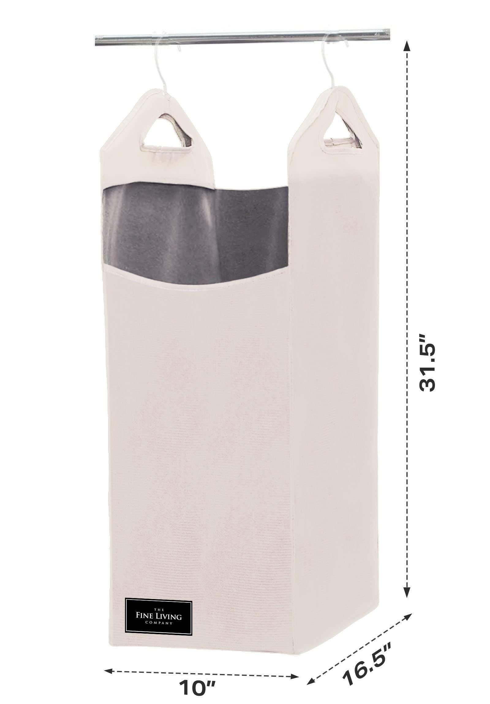 The Fine Living Co. Hanging Laundry Hamper Bag for Closet Heavy Duty Hanging Closet hamper Closet Laundry Basket with 2 Strong Metal Hangers Space Saving Closet Hamper Organizer (Beige) The Fine Living Co. Hanging Laundry Hamper Bag for Closet Heavy Duty Hanging Closet hamper Closet Laundry Basket with 2 Strong Metal Hangers Space Saving Closet Hamper Organizer (Beige)