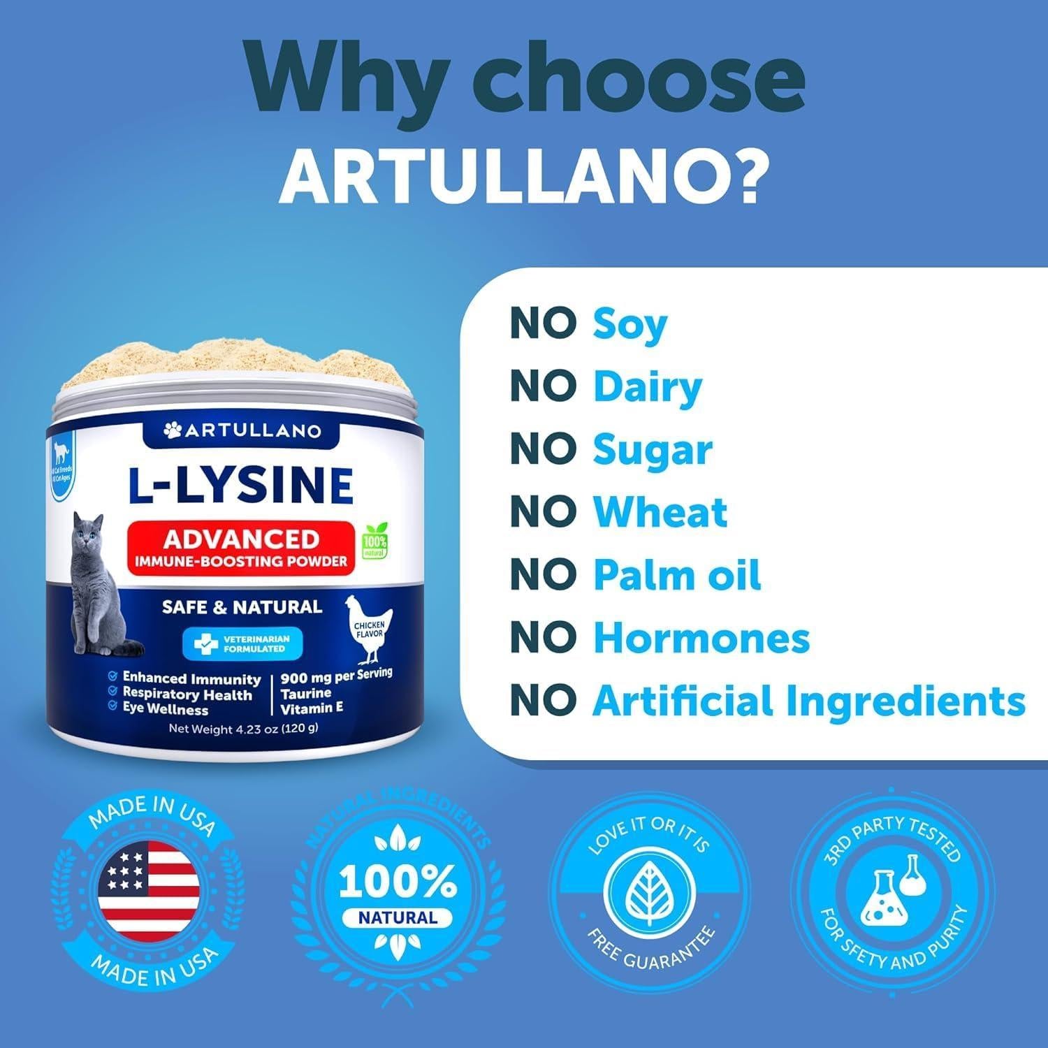 L-Lysine Powder for Cats 900 mg per Serving Immune Support L-Lysine Powder for Cats 900 mg per Serving Immune Support