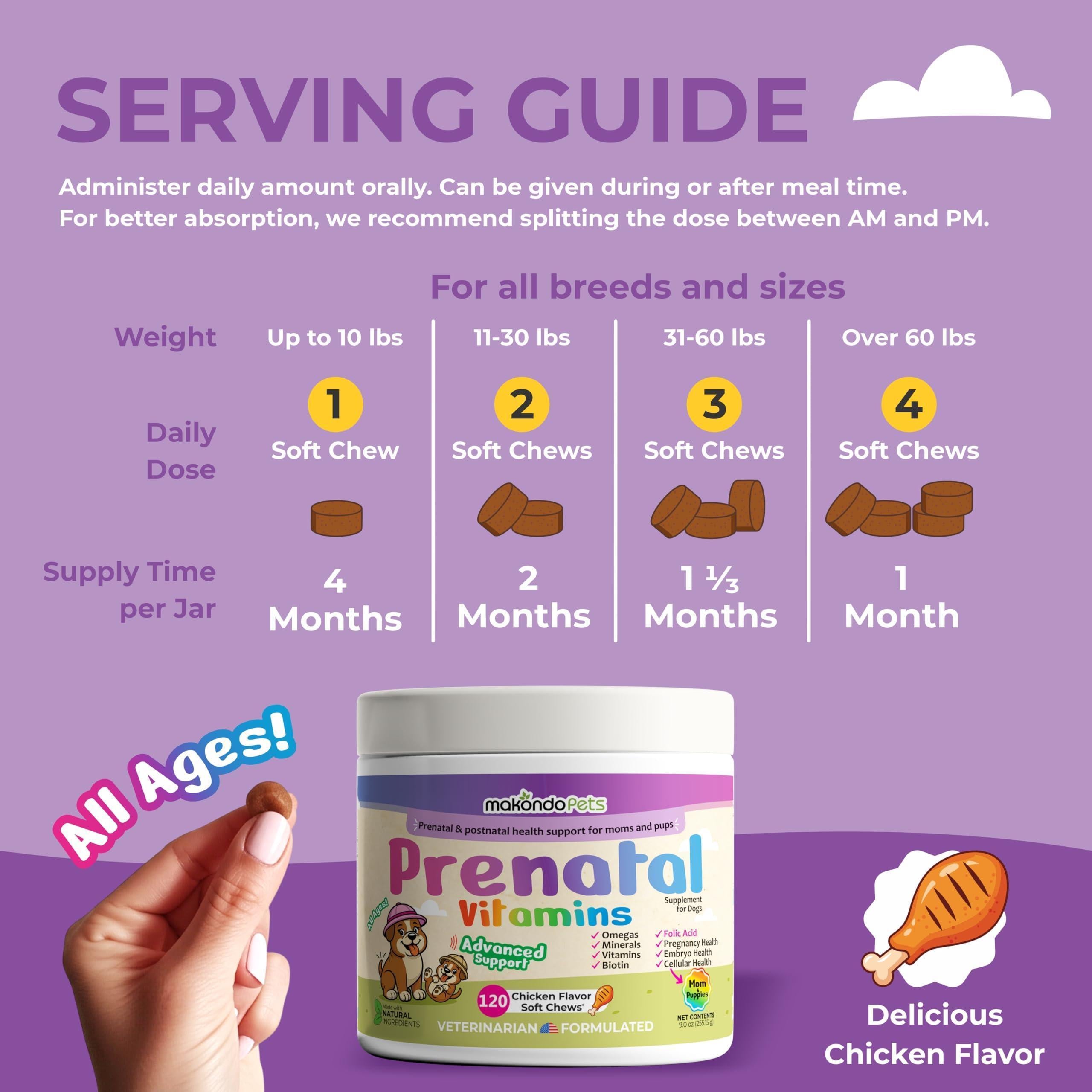 Dog Prenatal Vitamins 120 Soft Chews Folic Acid Zinc B-Complex DHA & EPA Dog Prenatal Vitamins 120 Soft Chews Folic Acid Zinc B-Complex DHA & EPA