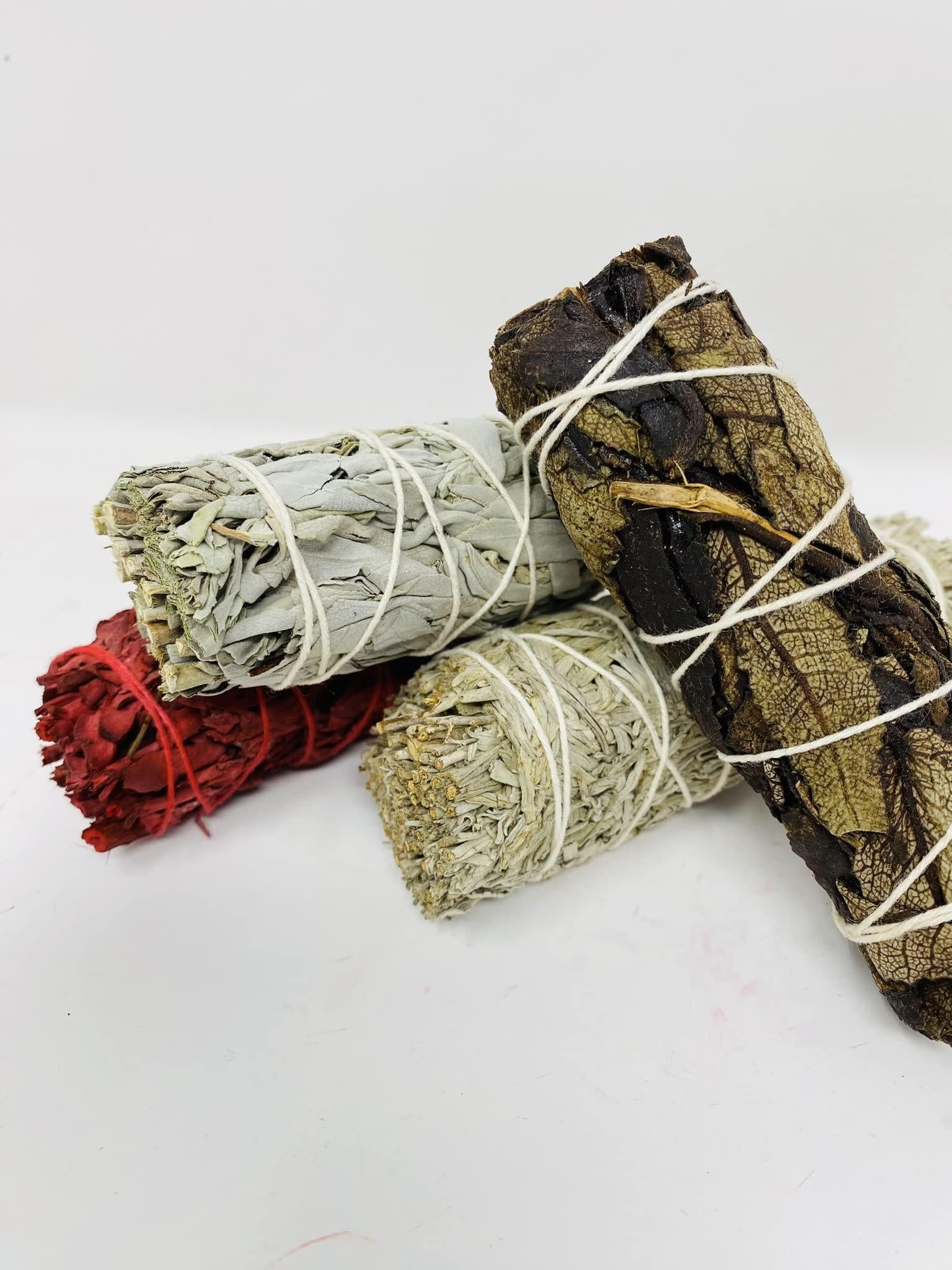 Variety Pack of White Sage Black Sage Blue Sage and Red Sage (Dragon Blood) Variety Pack of White Sage Black Sage Blue Sage and Red Sage (Dragon Blood)