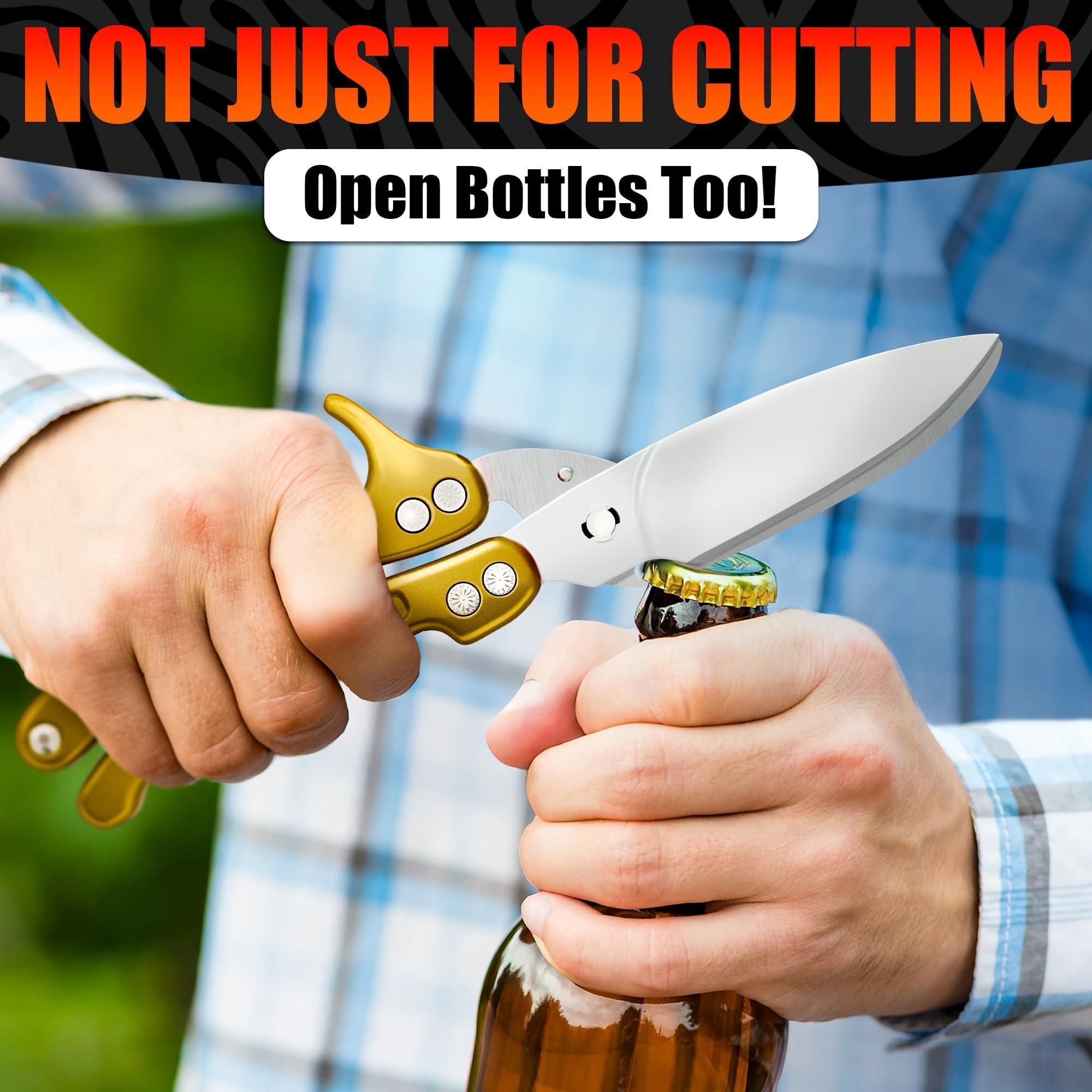 4 in 1 Multifunction Heavy Duty Kitchen Shears Sharp Seafood Fish Turkey Chicken Shears with Non Slip Metal Handle & Micro Serrated Blades for Meat Spring Loaded Bone Scissors Gold 4 in 1 Multifunction Heavy Duty Kitchen Shears Sharp Seafood Fish Turkey Chicken Shears with Non Slip Metal Handle & Micro Serrated Blades for Meat Spring Loaded Bone Scissors Gold