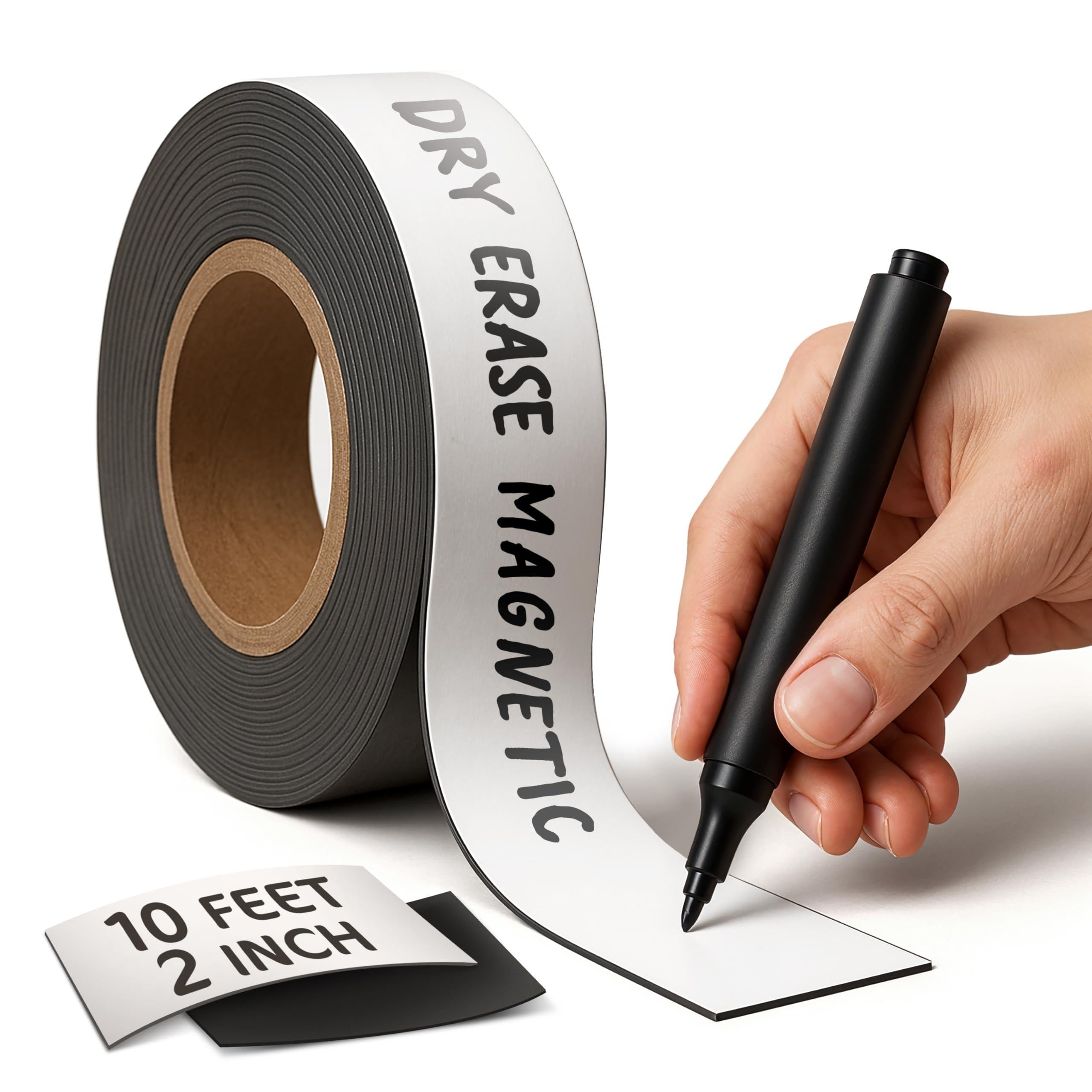 Magnetic Dry Erase Tape 10 Ft x 2 Inch White Magnetic Strip Blank Magnets to Write On Dry Erase Strips Magnet Tape Roll Custom Writable Flexible Tape for Whiteboards Shelves Bus Seats Lockers Magnetic Dry Erase Tape 10 Ft x 2 Inch White Magnetic Strip Blank Magnets to Write On Dry Erase Strips Magnet Tape Roll Custom Writable Flexible Tape for Whiteboards Shelves Bus Seats Lockers