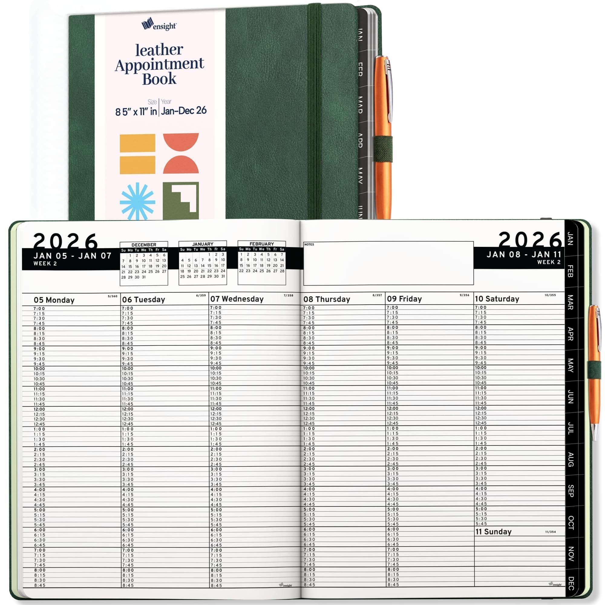 2026 Hardcover Appointment Book Planner 8.5 x 11 inch Dark Green Large Tabbed Daily Hourly Weekly Planner Schedule Book 15 Minute time Slots Business & Personal Planner Jan 2026 Dec 2026 Dark Green 2026 Hardcover Appointment Book Planner 8.5 x 11 inch Dark Green Large Tabbed Daily Hourly Weekly Planner Schedule Book 15 Minute time Slots Business & Personal Planner Jan 2026 Dec 2026 Dark Green