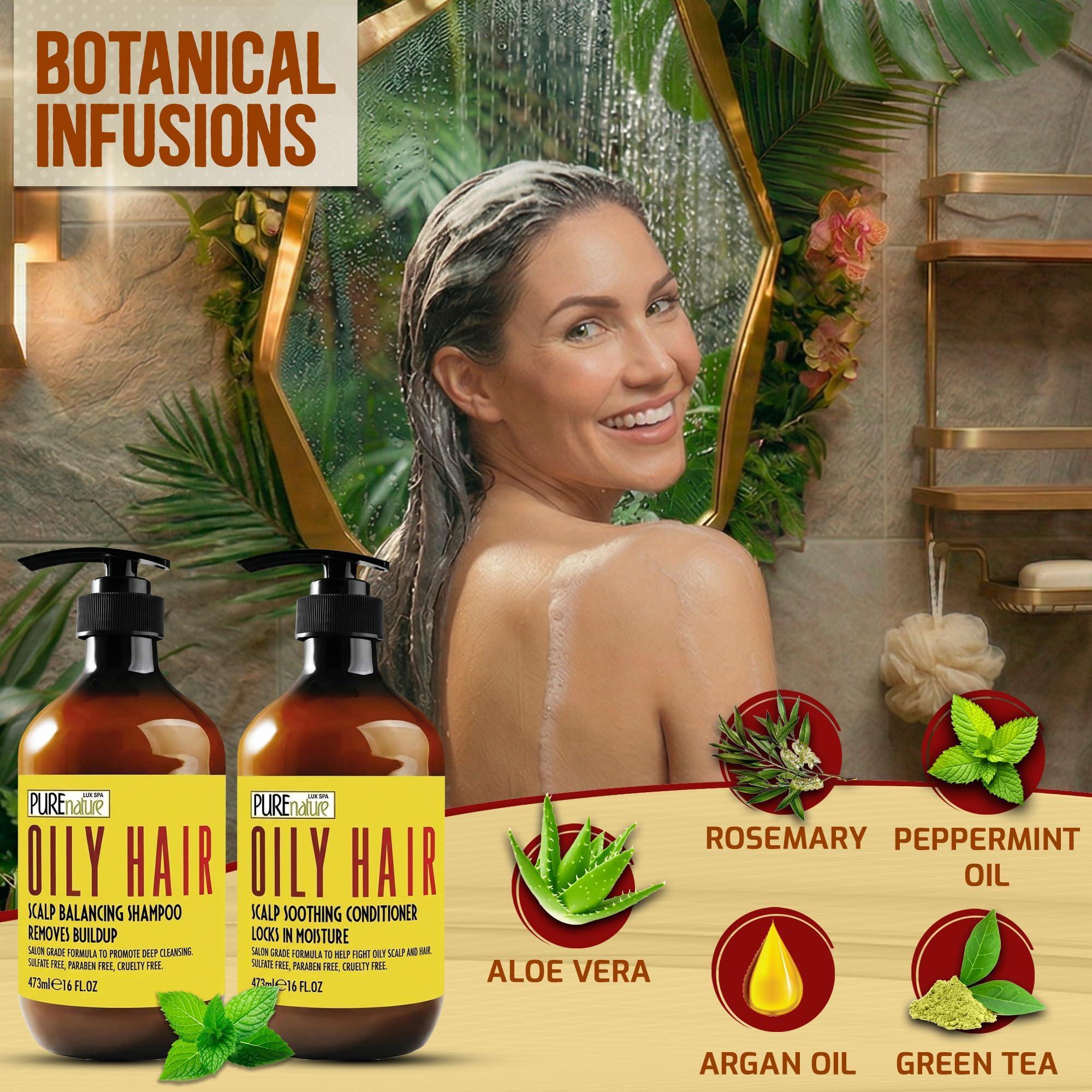 Oily Hair Shampoo and Conditioner Set 16 Fl Oz Sulfate Free Moisturizing Cleanse for Oily Flaky Scalps Fights Dandruff and Itchiness Salon Professional Formula For Men and Women Set of 2 Oily Hair Shampoo and Conditioner Set 16 Fl Oz Sulfate Free Moisturizing Cleanse for Oily Flaky Scalps Fights Dandruff and Itchiness Salon Professional Formula For Men and Women Set of 2