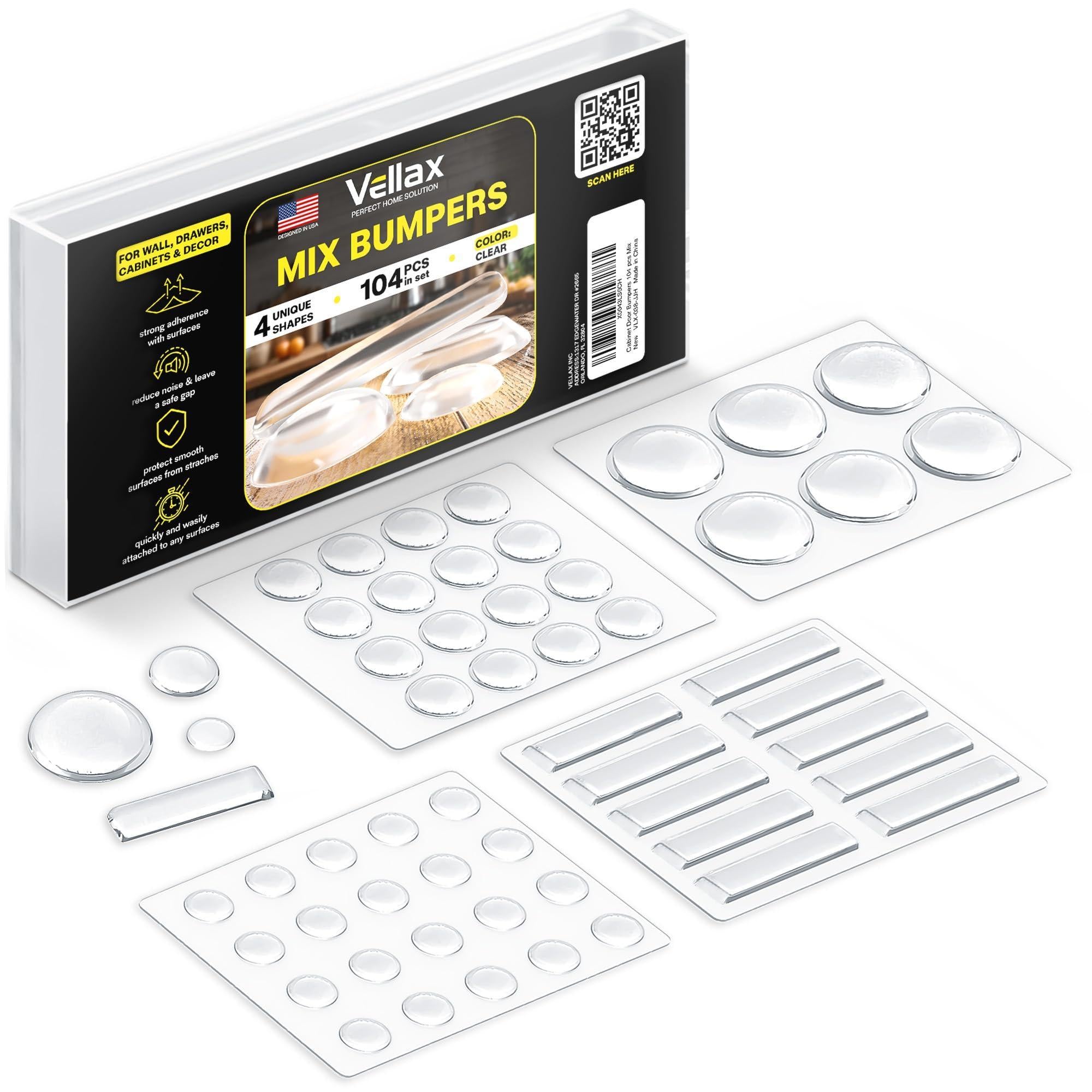 Self Adhesive Cabinet Door Bumpers 104 pcs Sticky Silicone Clear Mix Rubber Pads Self Adhesive Cabinet Door Bumpers 104 pcs Sticky Silicone Clear Mix Rubber Pads
