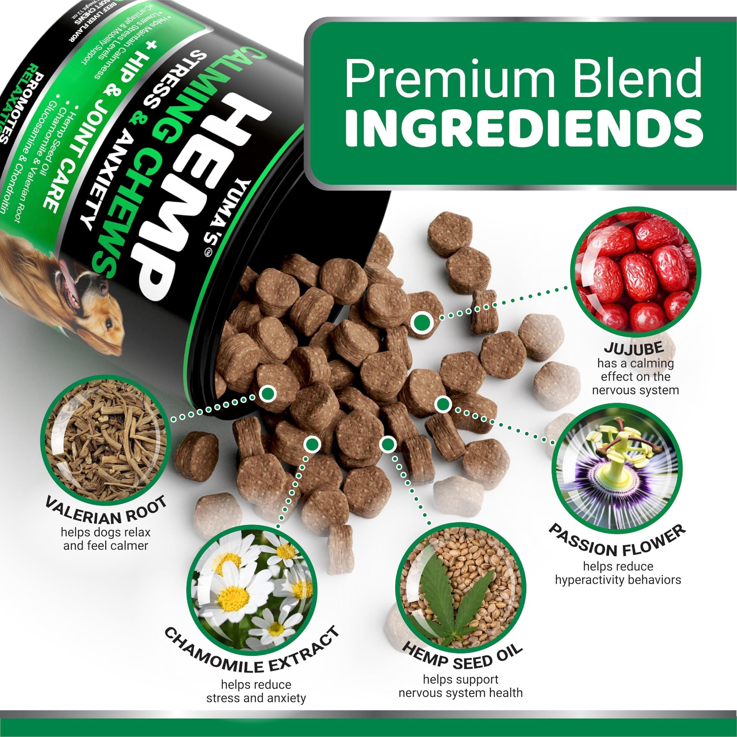 Hemp Calming Chews for Dogs 170 Count Anxiety Relief Beef Flavor Hemp Calming Chews for Dogs 170 Count Anxiety Relief Beef Flavor