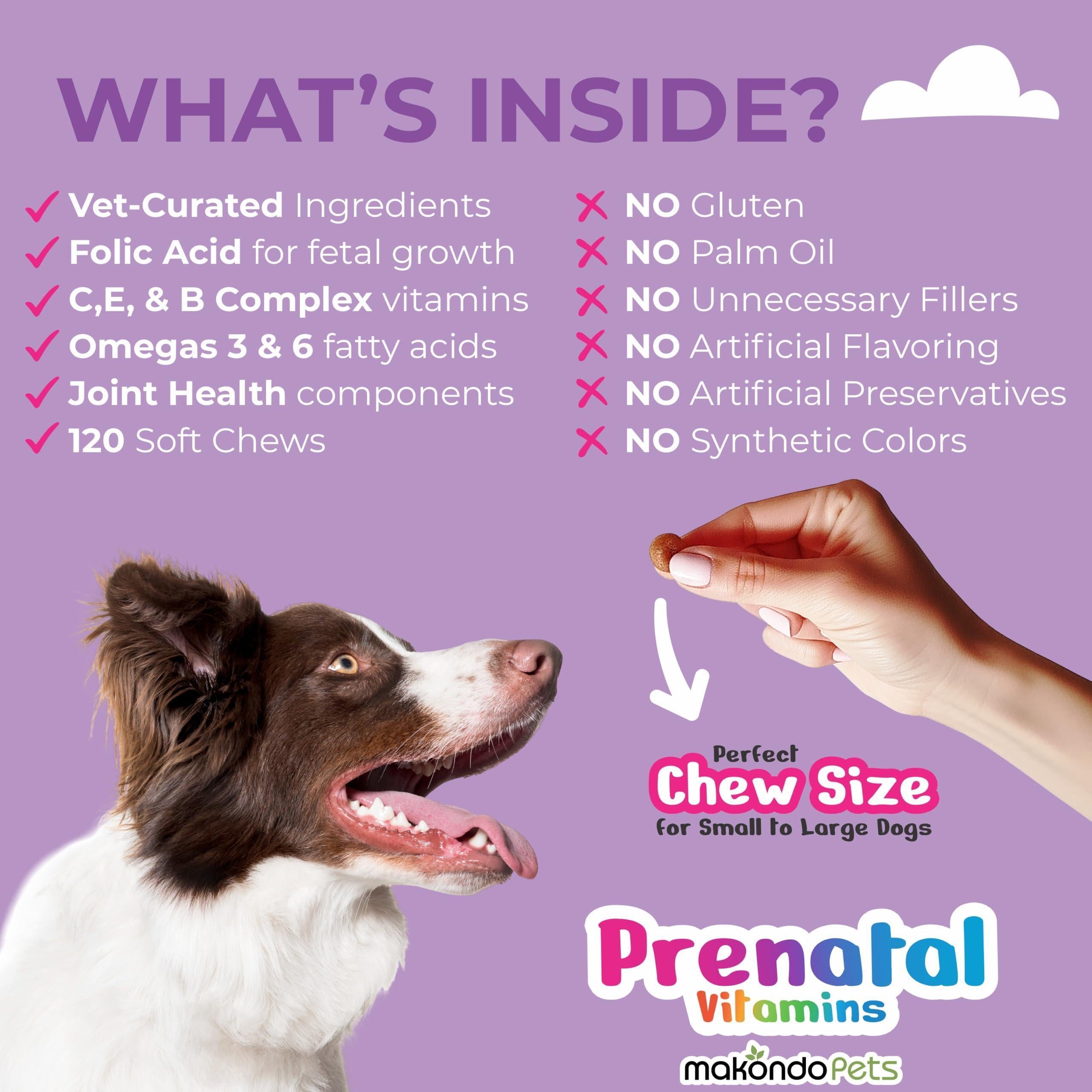Dog Prenatal Vitamins 120 Soft Chews Folic Acid Zinc B-Complex DHA & EPA Dog Prenatal Vitamins 120 Soft Chews Folic Acid Zinc B-Complex DHA & EPA