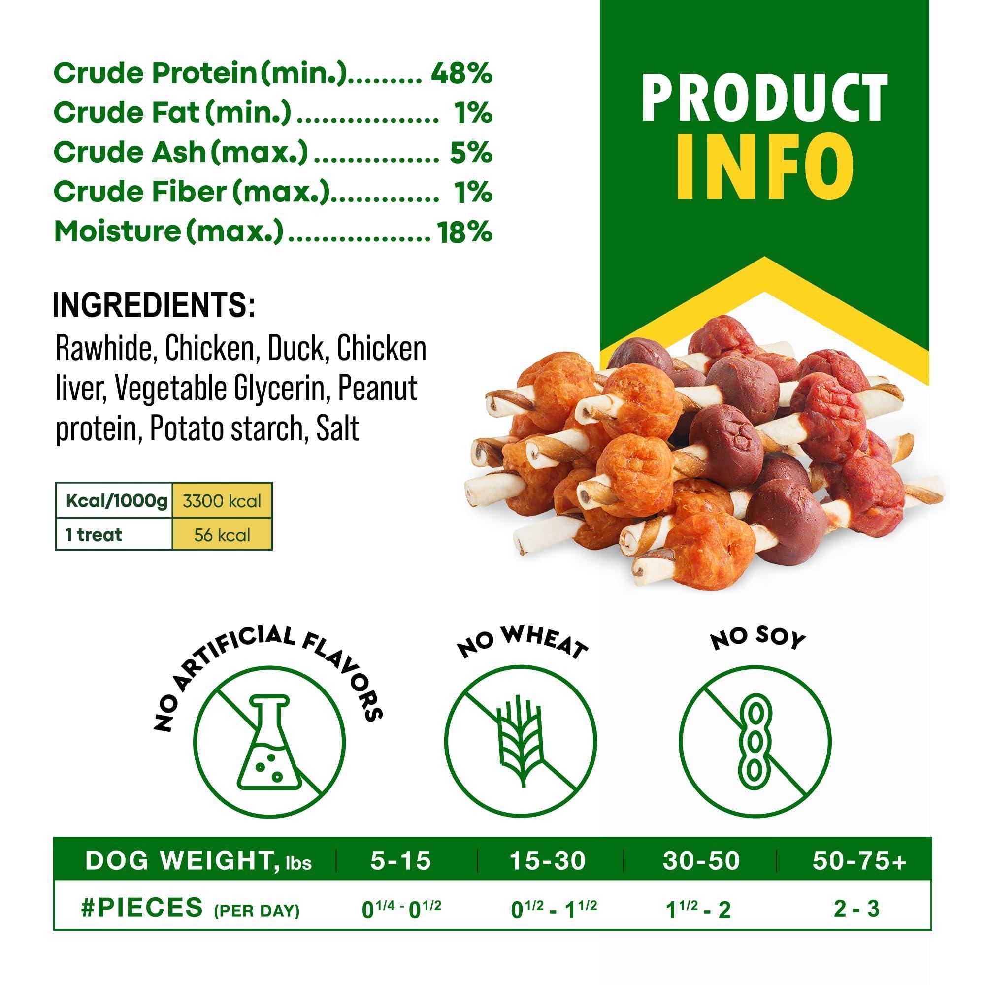 Rawhide Treats for Dogs Duck & Chicken Human-Grade 10.6 oz Rawhide Treats for Dogs Duck & Chicken Human-Grade 10.6 oz