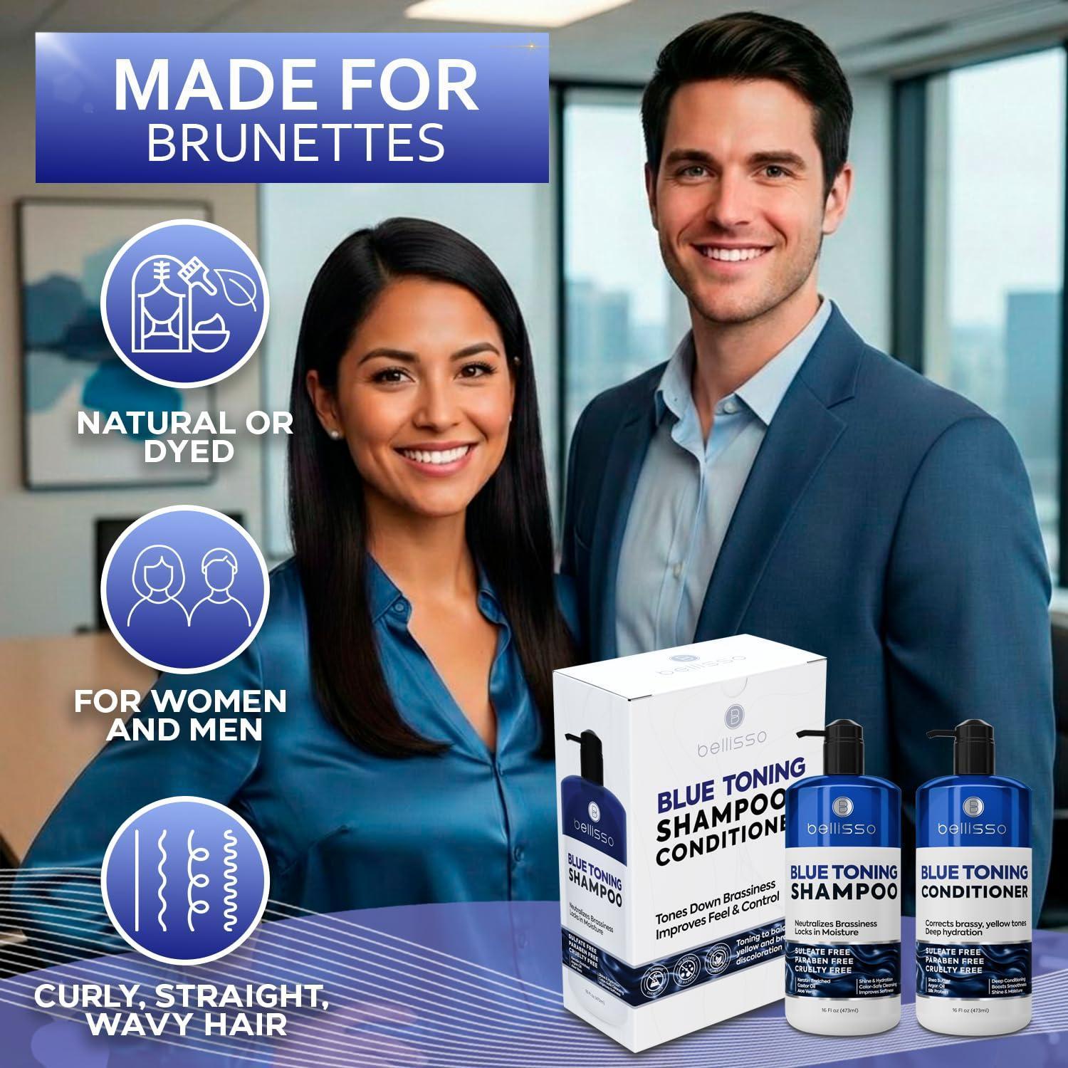 Blue Shampoo and Conditioner Set 16 Fl Oz Set of 2 Sulfate Free and Paraben Free Neutralizing Toner to Correct Orange Brassy Hair Back to Brunette Professional Formula For Women Men Blue Shampoo and Conditioner Set 16 Fl Oz Set of 2 Sulfate Free and Paraben Free Neutralizing Toner to Correct Orange Brassy Hair Back to Brunette Professional Formula For Women Men