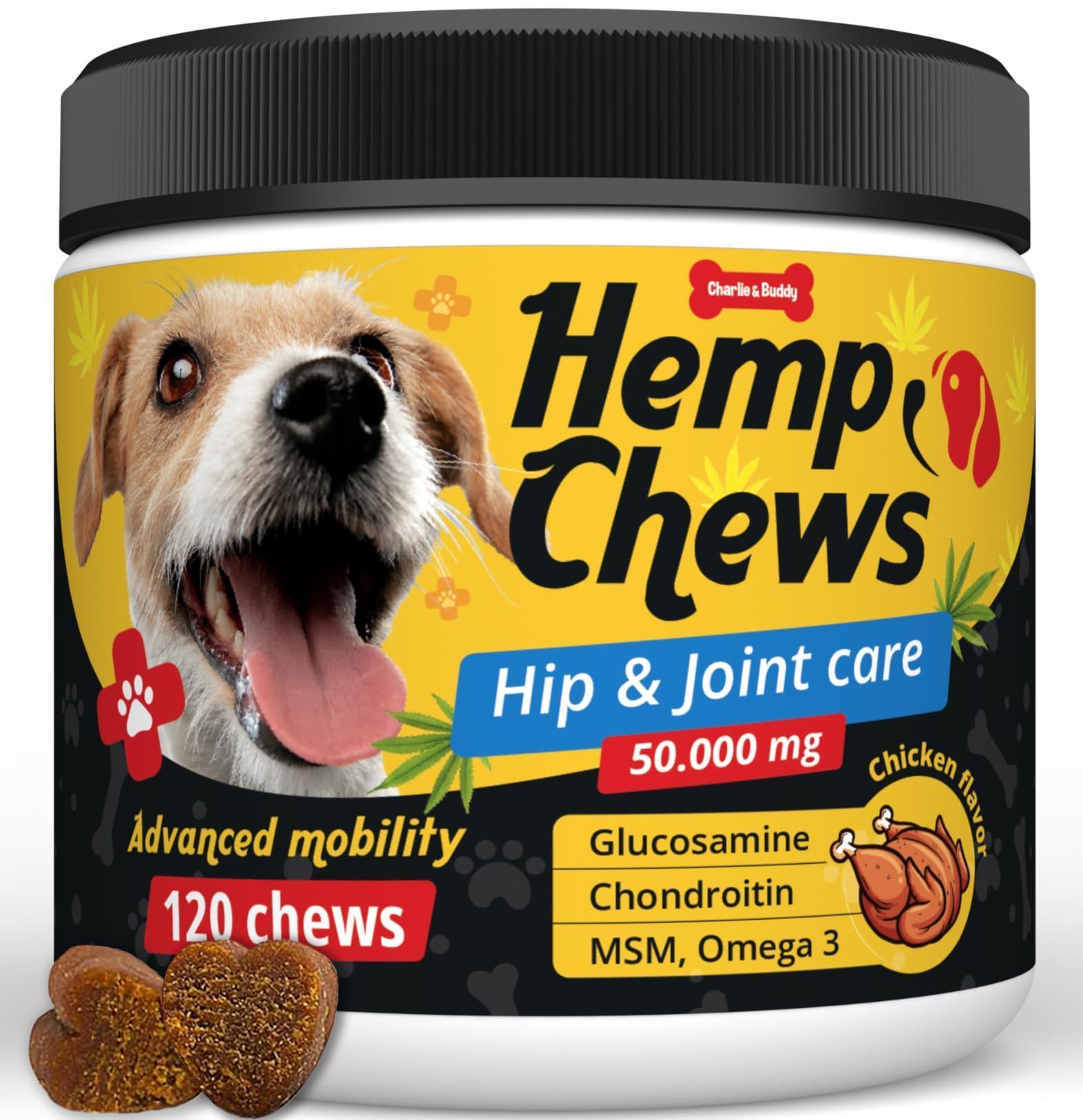Hemp Hip & Joint Supplement for Dogs 120 Count Glucosamine Hemp Hip & Joint Supplement for Dogs 120 Count Glucosamine