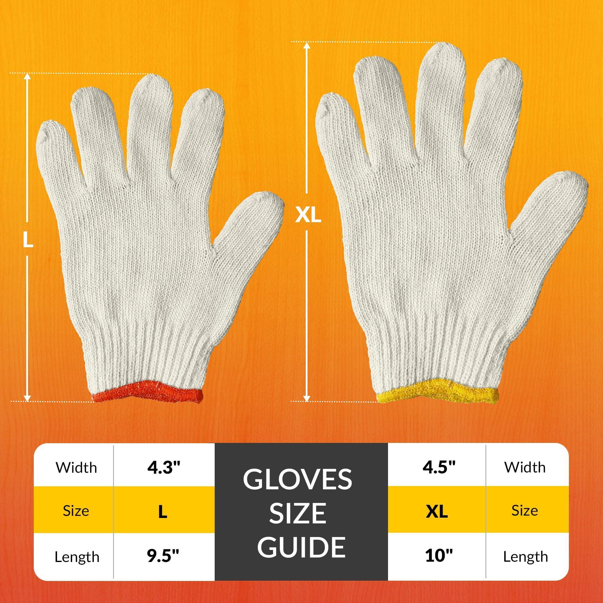 12 pairs String Knit Work Gloves 10 Inch Cotton and Polyester String Knit Gloves. Reusable Roping Gloves for Men and Women with Yellow Line. 12 pairs String Knit Work Gloves 10 Inch Cotton and Polyester String Knit Gloves. Reusable Roping Gloves for Men and Women with Yellow Line.