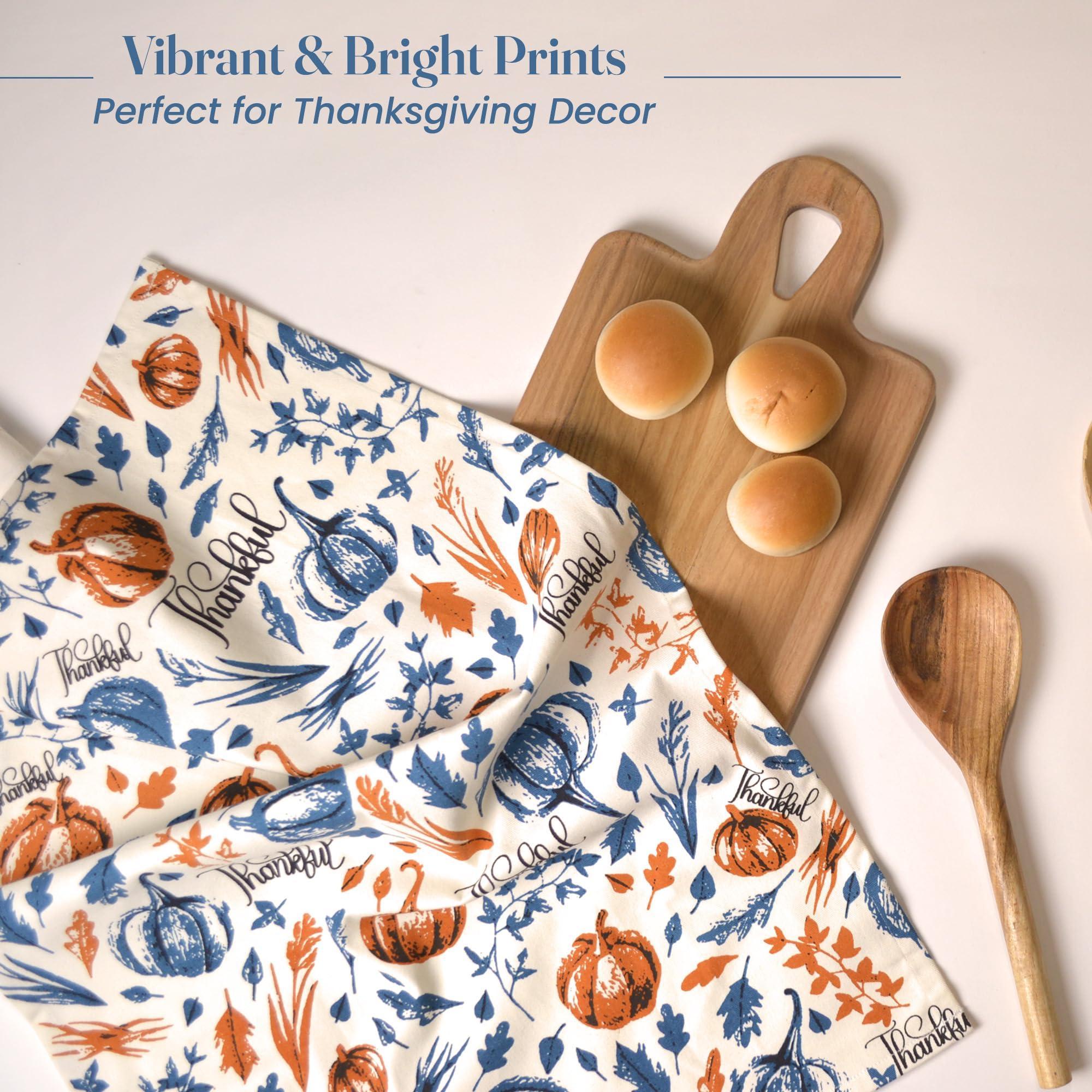 Set of 2 Thankful & Grateful Printed Dish Towels Hand Towels Boho Tea Towels Multifunctional Stylish Absorbent Quick Dry Soft 18 x28 100% Cotton Blue & Orange Set of 2 Thankful & Grateful Printed Dish Towels Hand Towels Boho Tea Towels Multifunctional Stylish Absorbent Quick Dry Soft 18 x28 100% Cotton Blue & Orange