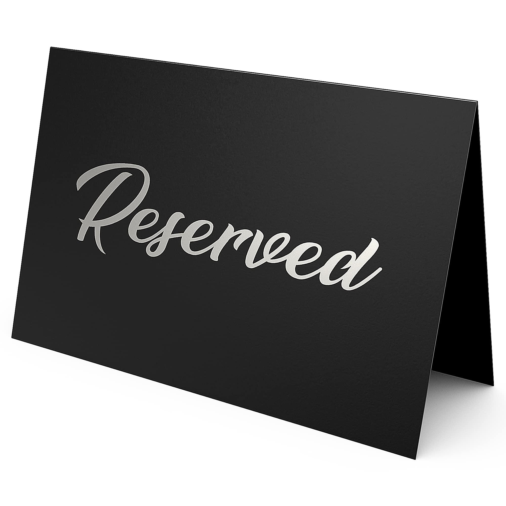 10 Pack Black Reserved Table Signs for Wedding Silver Foil Reserved Seating Signs for Wedding Chairs Church Pews Double Sided Cardstock Reserved Signs for Tables Table Tent Reservation Cards 10 Pack Black Reserved Table Signs for Wedding Silver Foil Reserved Seating Signs for Wedding Chairs Church Pews Double Sided Cardstock Reserved Signs for Tables Table Tent Reservation Cards