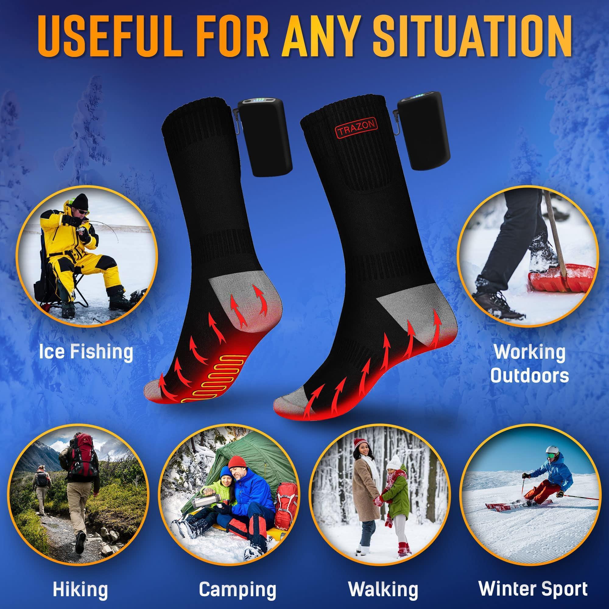 Heated Socks for Men Women L Size Rechargeable Electric Battery Thermal Hunting Fishing Camping Skiing Cycling Running Washable Ergonomical with 4 Temp Modes 5V 5000mA Heated Socks for Men Women L Size Rechargeable Electric Battery Thermal Hunting Fishing Camping Skiing Cycling Running Washable Ergonomical with 4 Temp Modes 5V 5000mA