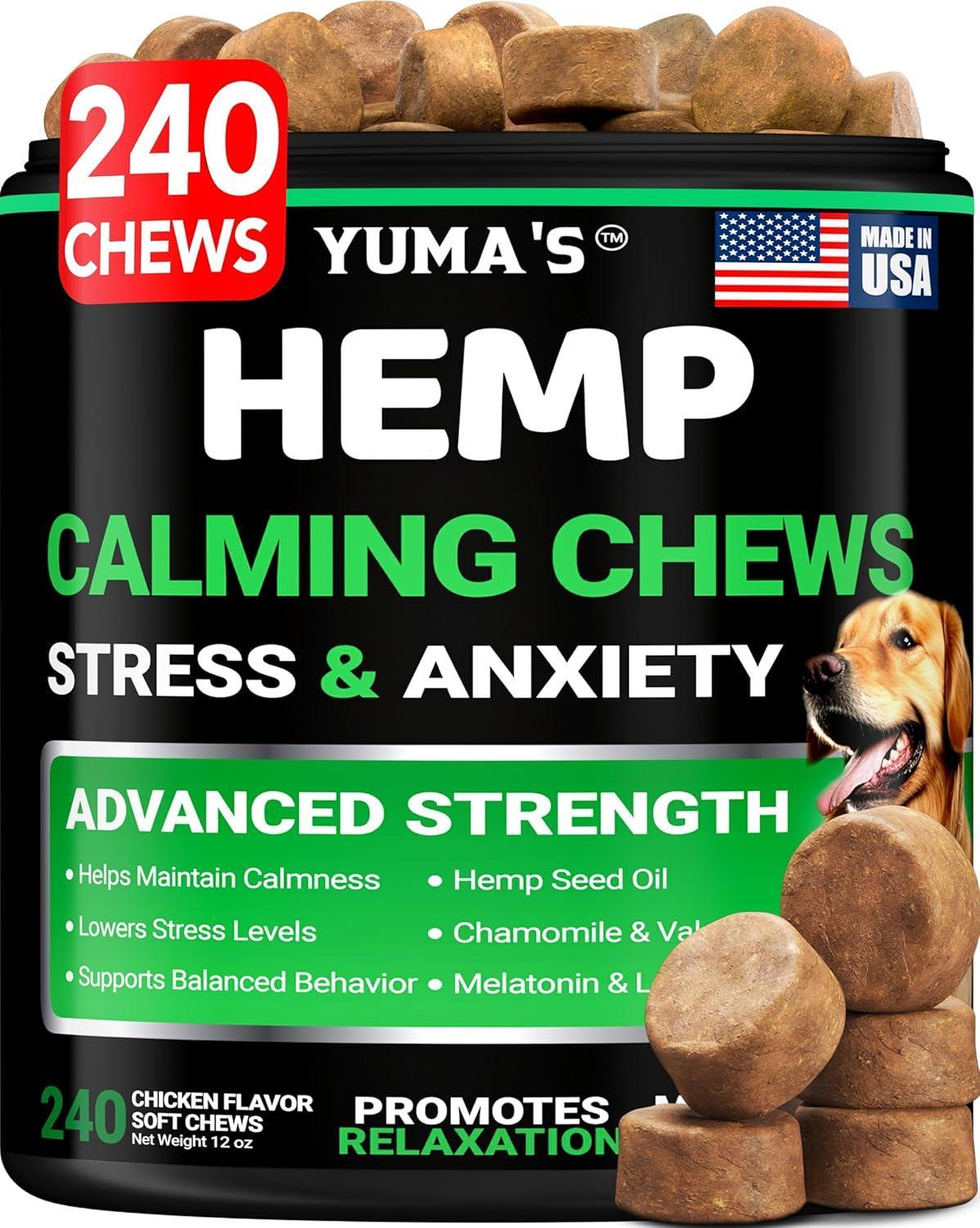 Hemp Calming Chews for Dogs 240 Count Anxiety Relief Melatonin & Chamomile Hemp Calming Chews for Dogs 240 Count Anxiety Relief Melatonin & Chamomile
