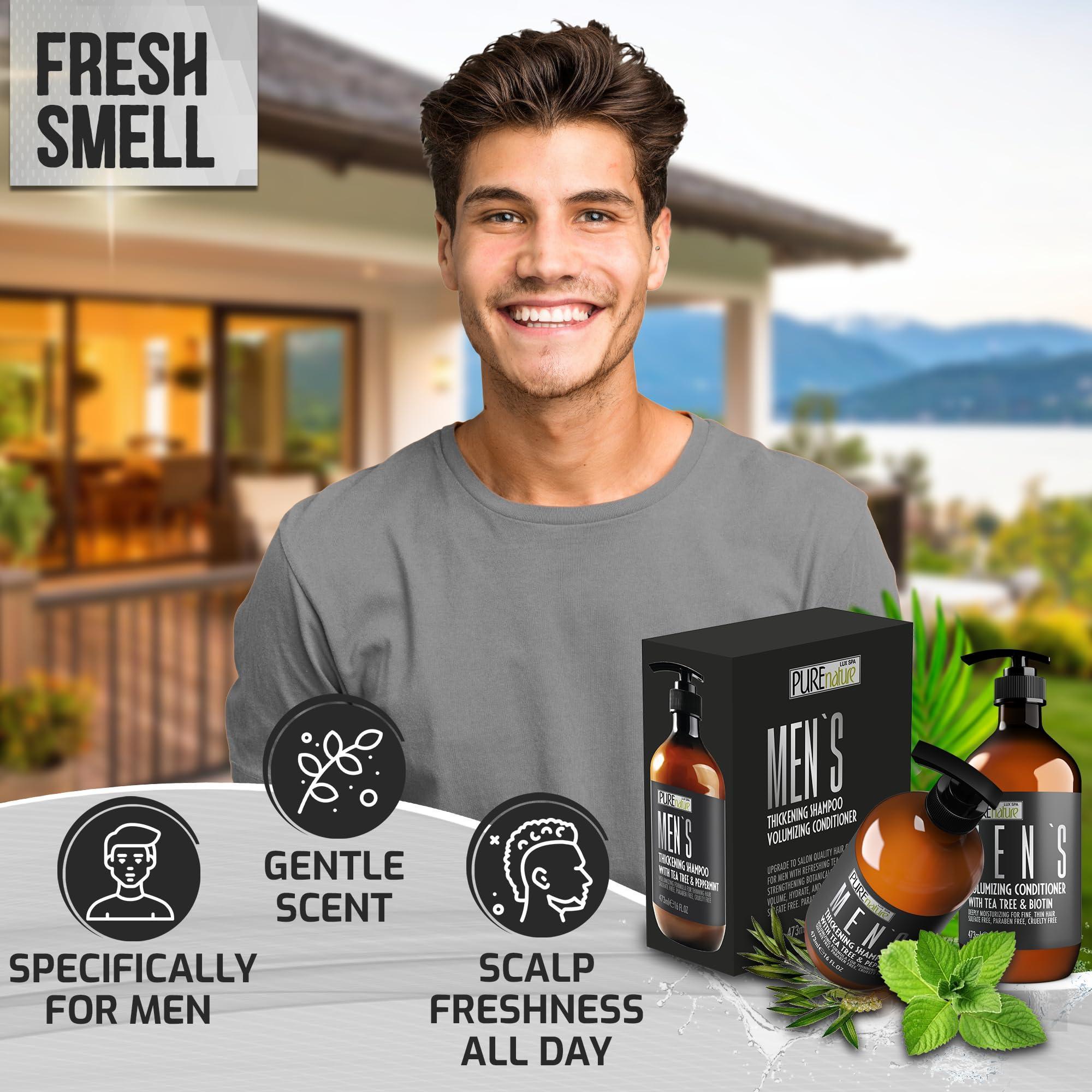 Mens Shampoo and Conditioner Set 16 Fl Oz Set of 2 Sulfate Free Strengthening Thickening Formula for Fuller Hair Helps with Thinning Hair Formulated for Men Mens Shampoo and Conditioner Set 16 Fl Oz Set of 2 Sulfate Free Strengthening Thickening Formula for Fuller Hair Helps with Thinning Hair Formulated for Men