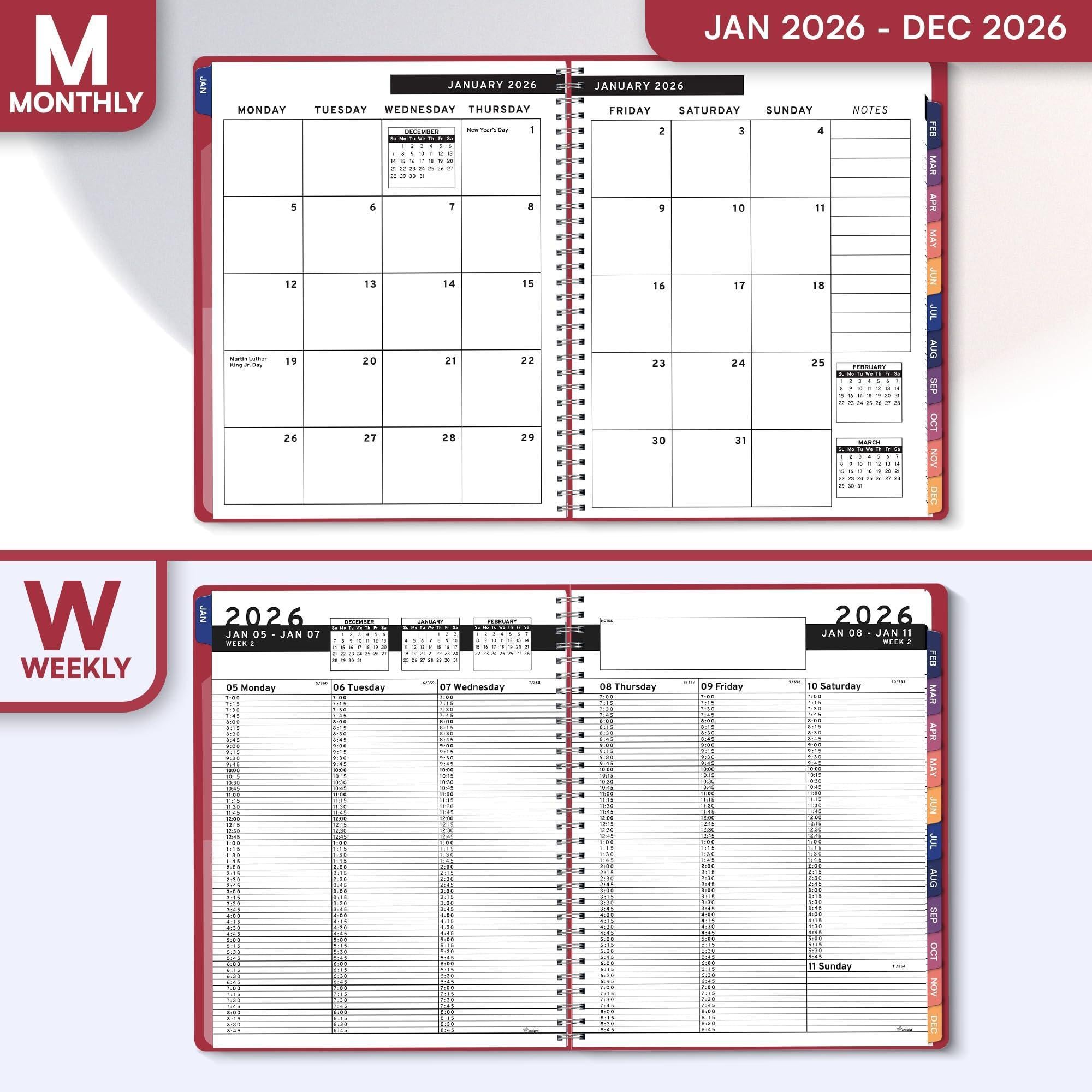 2026 Appointment Book & Planner 8.5 x 11 inch Large Maroon Tabbed Daily Hourly Weekly Planner Schedule Book 15 Minute time Slots Business & Personal Planner Jan 2026 Dec 2026 2026 Appointment Book & Planner 8.5 x 11 inch Large Maroon Tabbed Daily Hourly Weekly Planner Schedule Book 15 Minute time Slots Business & Personal Planner Jan 2026 Dec 2026