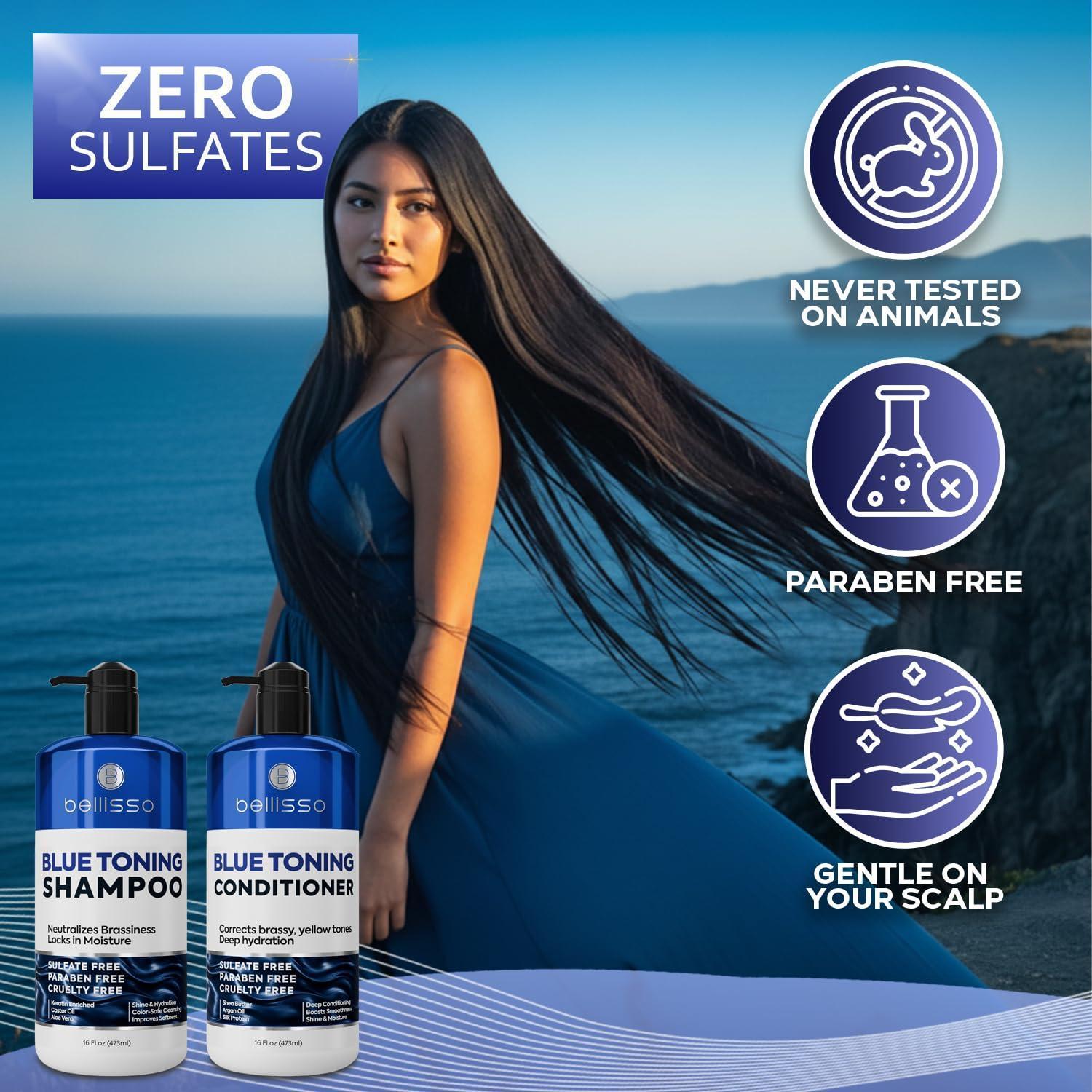 Blue Shampoo and Conditioner Set 16 Fl Oz Set of 2 Sulfate Free and Paraben Free Neutralizing Toner to Correct Orange Brassy Hair Back to Brunette Professional Formula For Women Men Blue Shampoo and Conditioner Set 16 Fl Oz Set of 2 Sulfate Free and Paraben Free Neutralizing Toner to Correct Orange Brassy Hair Back to Brunette Professional Formula For Women Men