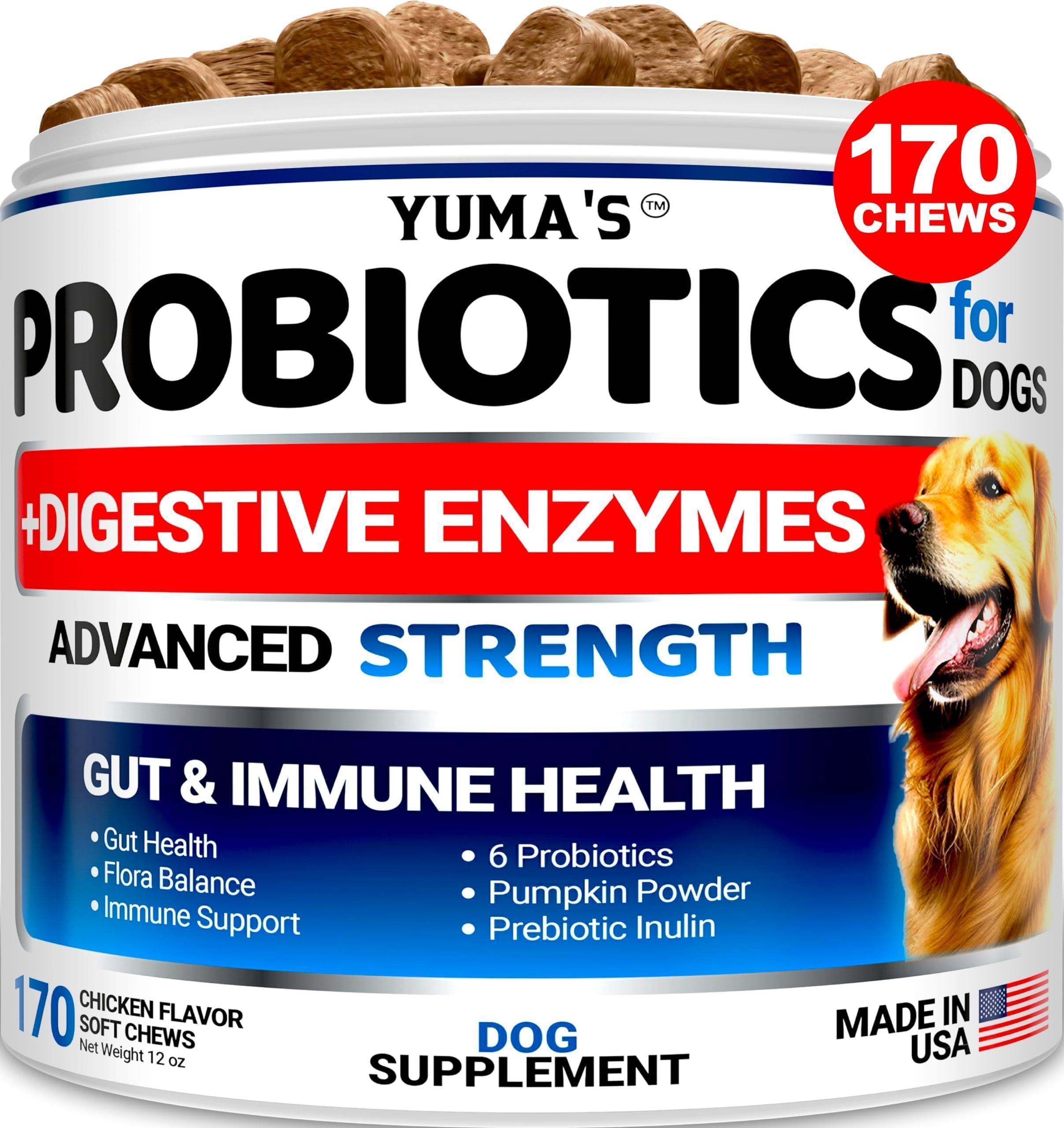 Probiotics for Dogs 170 Chews Digestive Enzymes & Fiber Probiotics for Dogs 170 Chews Digestive Enzymes & Fiber