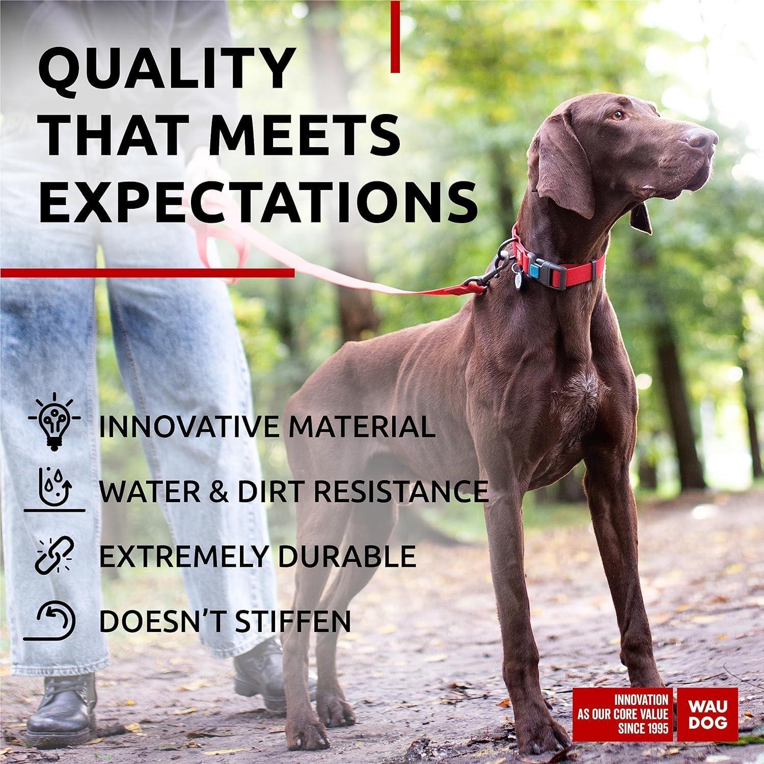Waterproof Dog Collar Adjustable 17–28 in Neck x 1 3/5 in Wide Buckle & QR Tag Red Waterproof Dog Collar Adjustable 17–28 in Neck x 1 3/5 in Wide Buckle & QR Tag Red