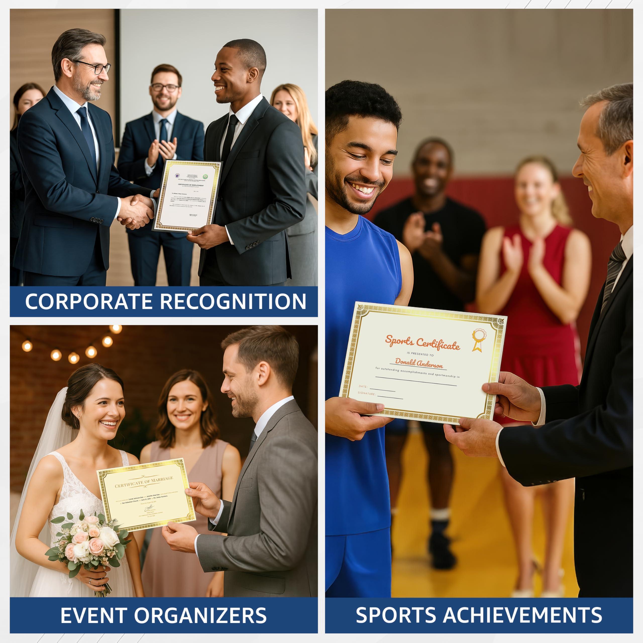 50 Sheets Certificate Paper 8.5 x 11 for Printing Letter Size 180 GSM Printable Award Certificate Paper with Gold Foil Border Blank Diploma Certificates Graduation Achievement Document Cardstock 50 Sheets Certificate Paper 8.5 x 11 for Printing Letter Size 180 GSM Printable Award Certificate Paper with Gold Foil Border Blank Diploma Certificates Graduation Achievement Document Cardstock