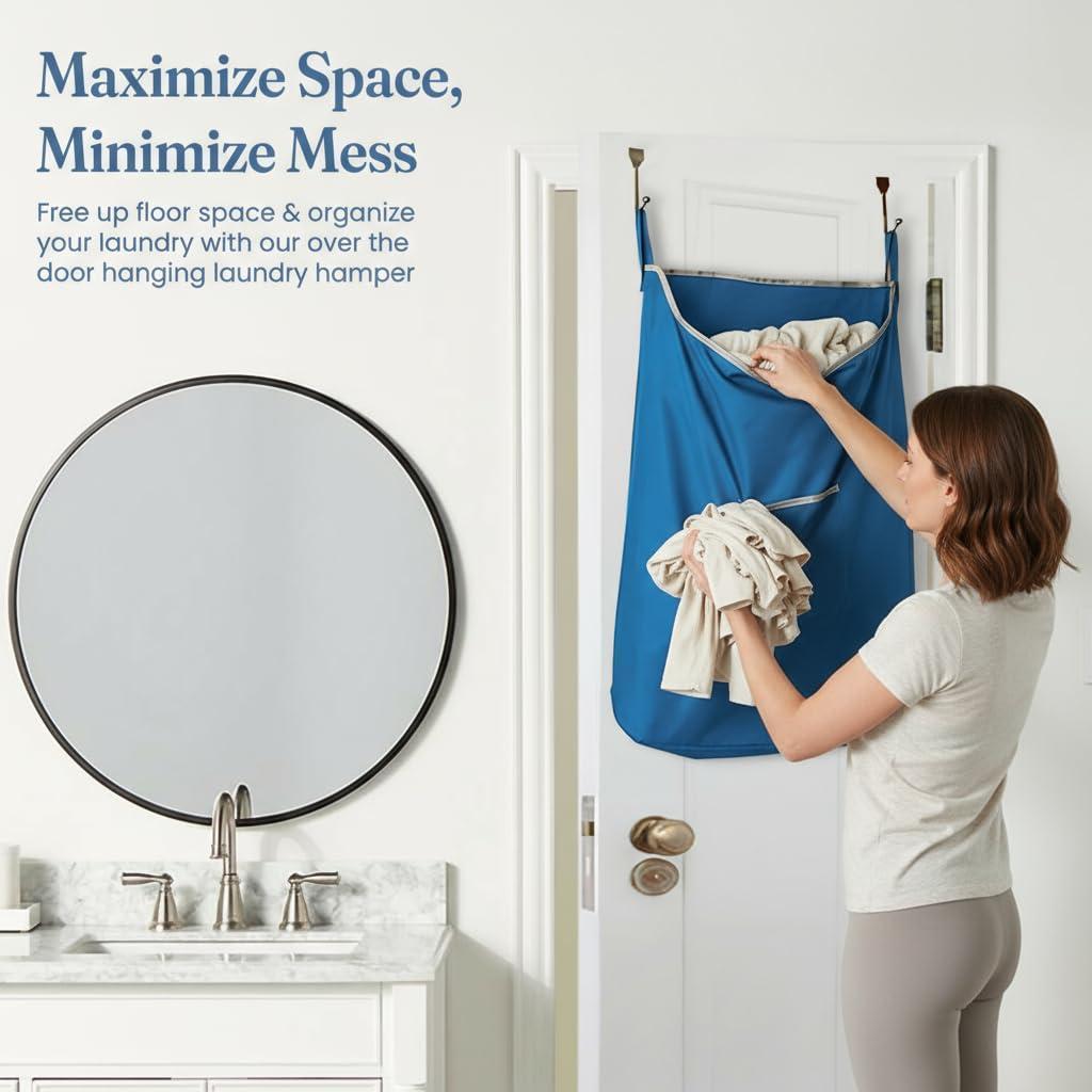 X Large Blue Hanging Laundry Hamper with Over Door Hooks 20x 3.75x 31 inch Adhesive Durable Space Saving Laundry Bag with Zipper and Wide Open Top Hanging Dorm Laundry Hamper Blue XL X Large Blue Hanging Laundry Hamper with Over Door Hooks 20x 3.75x 31 inch Adhesive Durable Space Saving Laundry Bag with Zipper and Wide Open Top Hanging Dorm Laundry Hamper Blue XL