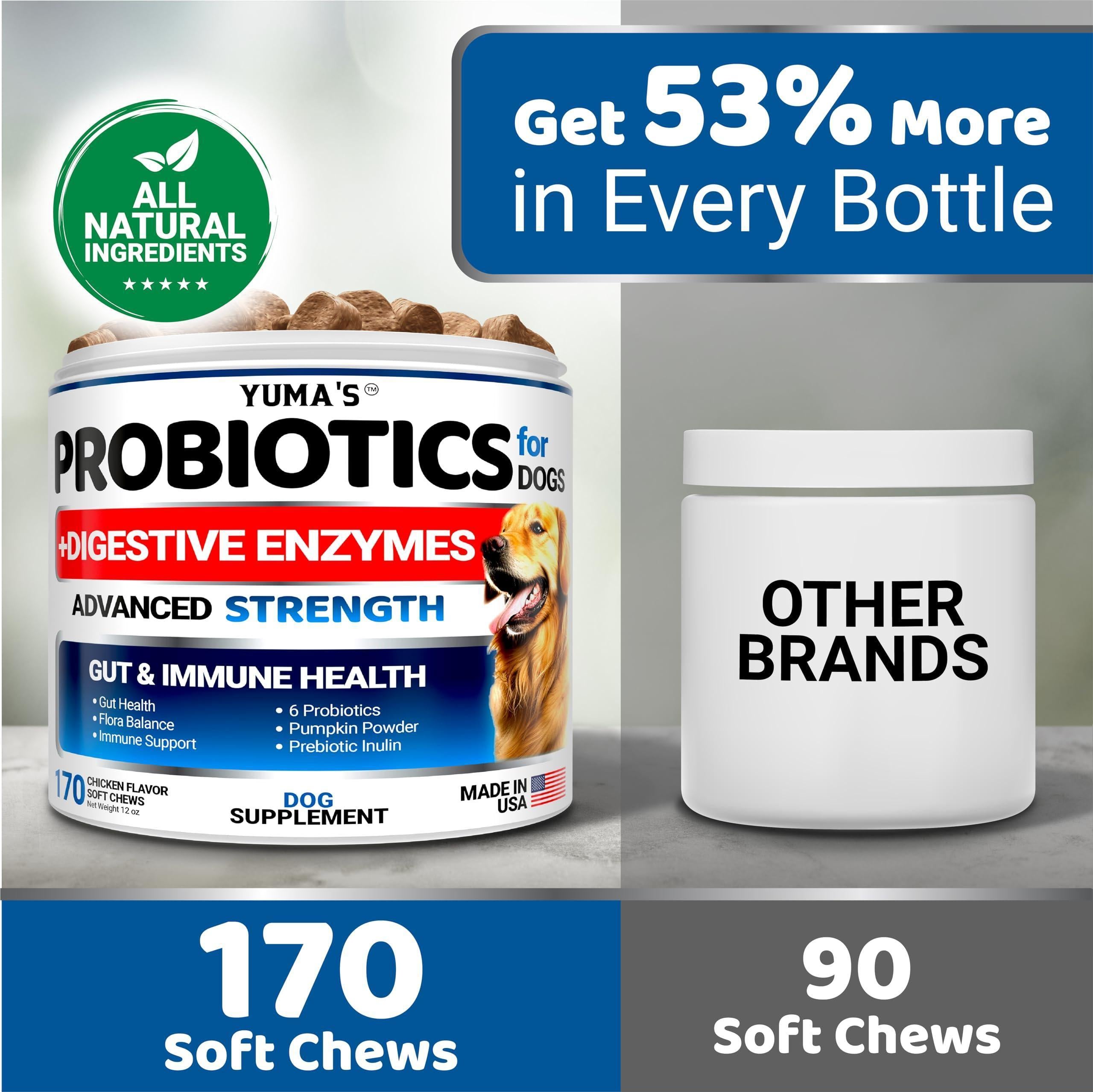 Probiotics for Dogs 170 Chews Digestive Enzymes & Fiber Probiotics for Dogs 170 Chews Digestive Enzymes & Fiber