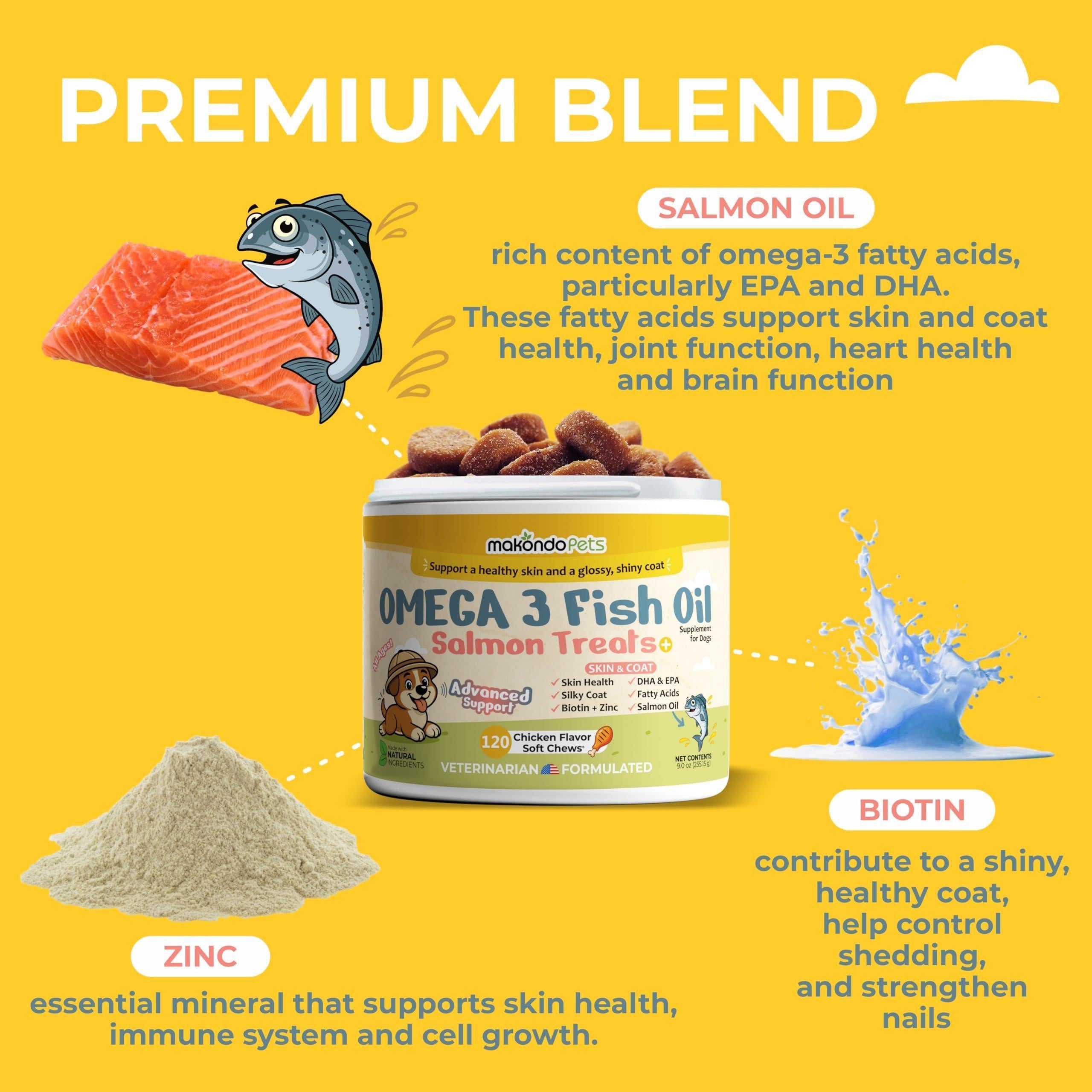 Omega-3 Fish Oil Chews for Dogs 120 Count Skin & Coat Shedding EPA & DHA Omega-3 Fish Oil Chews for Dogs 120 Count Skin & Coat Shedding EPA & DHA