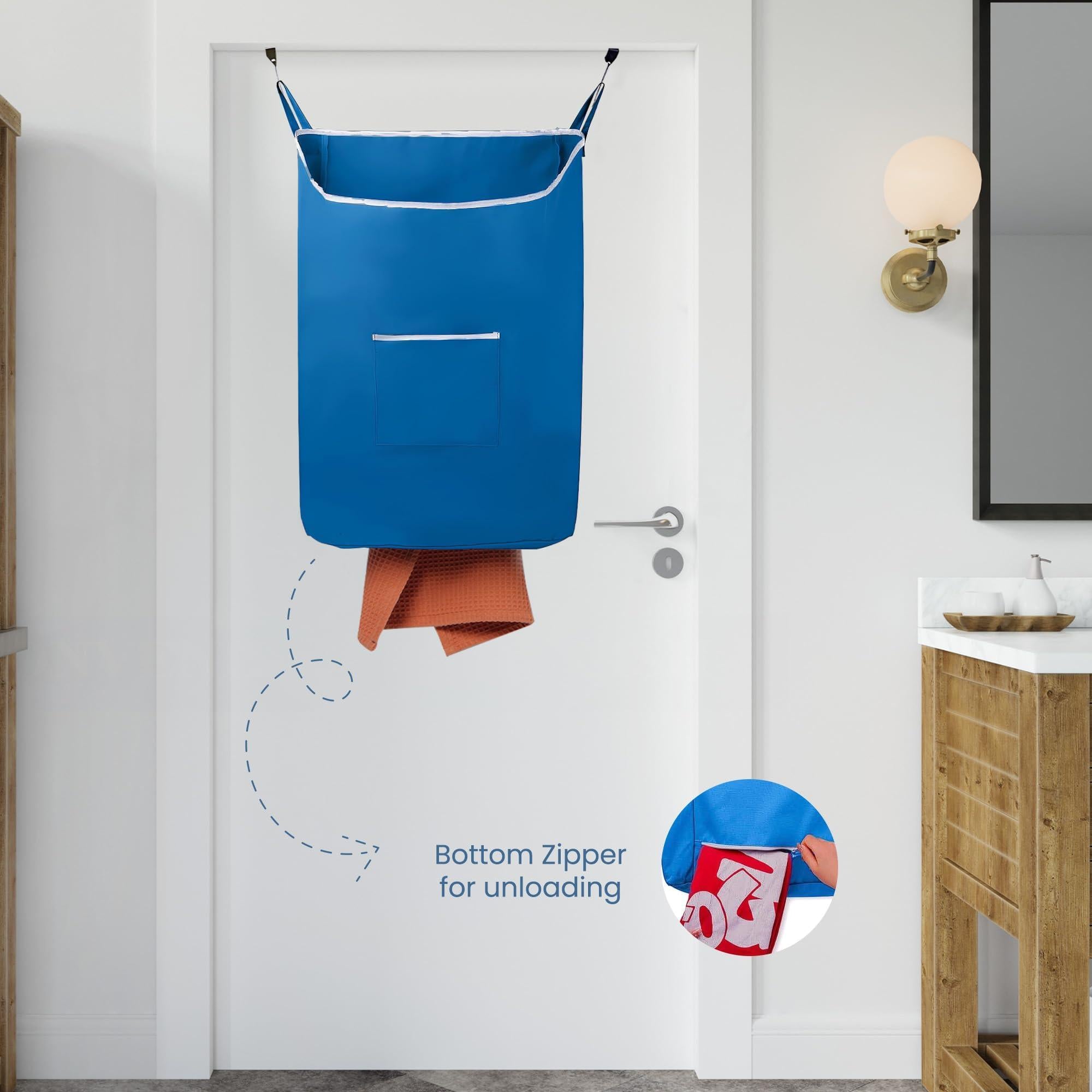 X Large Blue Hanging Laundry Hamper with Over Door Hooks 20x 3.75x 31 inch Adhesive Durable Space Saving Laundry Bag with Zipper and Wide Open Top Hanging Dorm Laundry Hamper Blue XL X Large Blue Hanging Laundry Hamper with Over Door Hooks 20x 3.75x 31 inch Adhesive Durable Space Saving Laundry Bag with Zipper and Wide Open Top Hanging Dorm Laundry Hamper Blue XL
