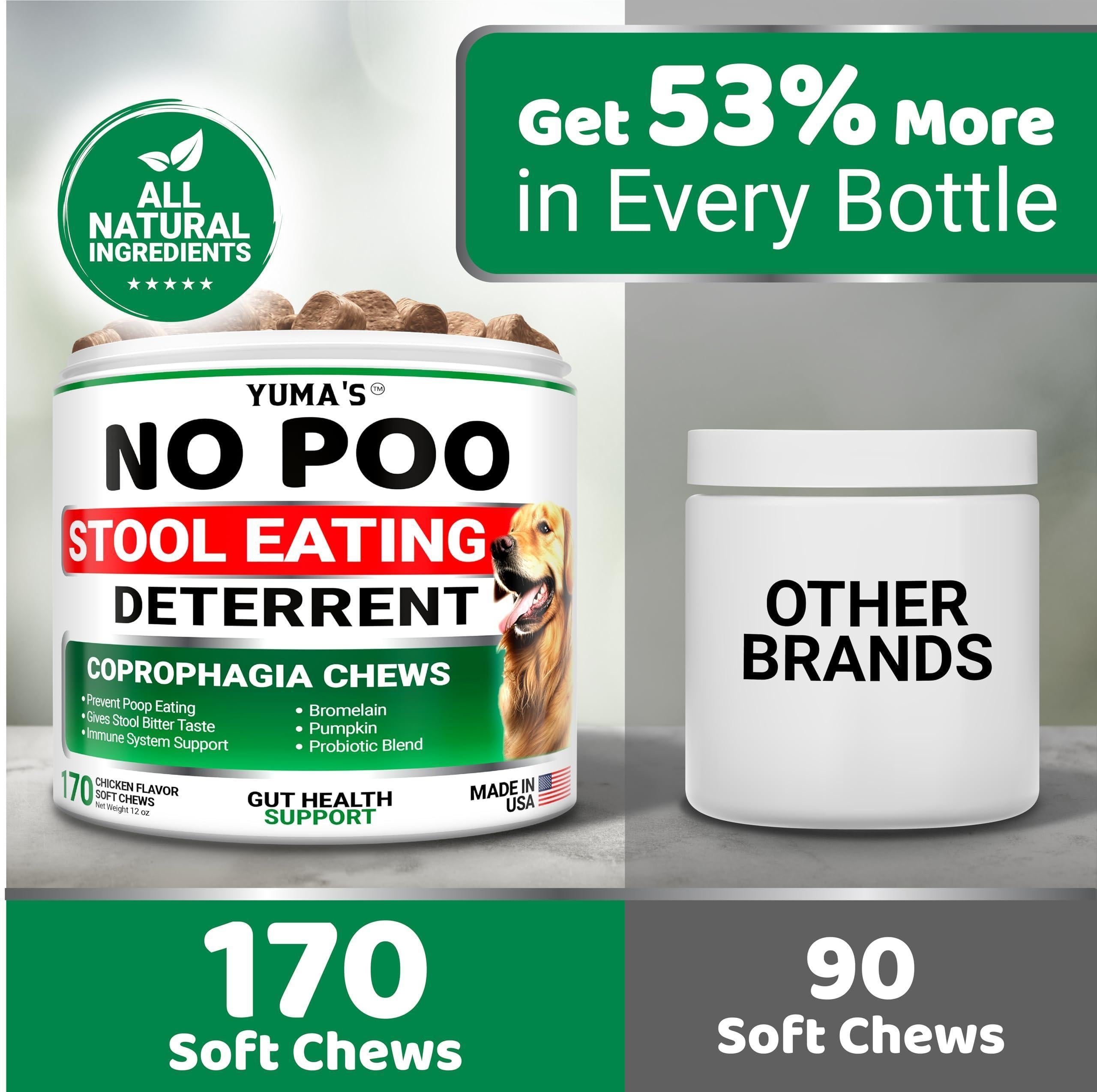 No Poo Chews for Dogs 170 Count Coprophagia Deterrent Probiotics No Poo Chews for Dogs 170 Count Coprophagia Deterrent Probiotics