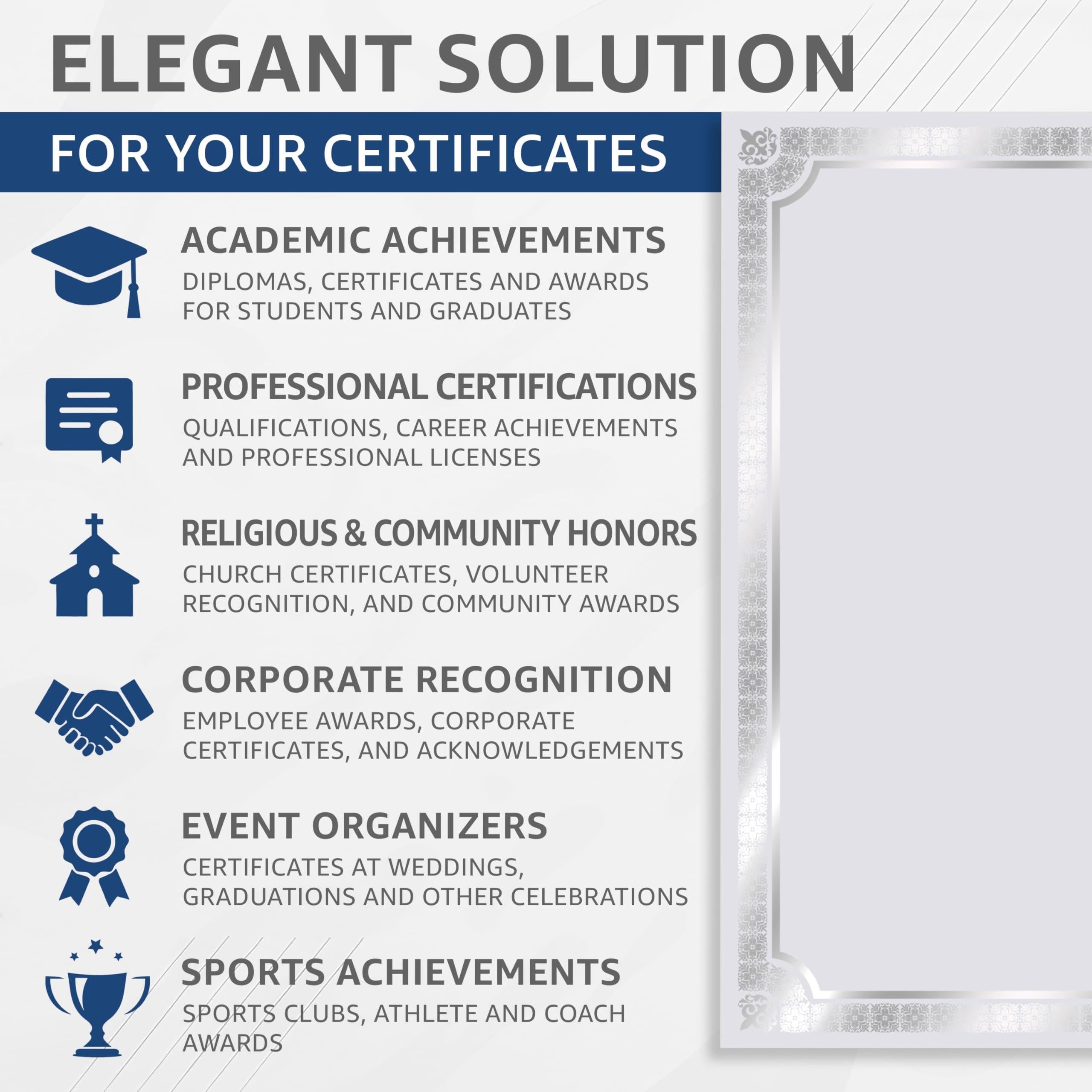 50 Certificate Paper 8.5 x 11 inch for Printing Blank Certificate Papers for Award Certificates & Diploma Paper Premium Silver Foil Award Papers Cardstock for Awards Certificates Graduation 50 Certificate Paper 8.5 x 11 inch for Printing Blank Certificate Papers for Award Certificates & Diploma Paper Premium Silver Foil Award Papers Cardstock for Awards Certificates Graduation