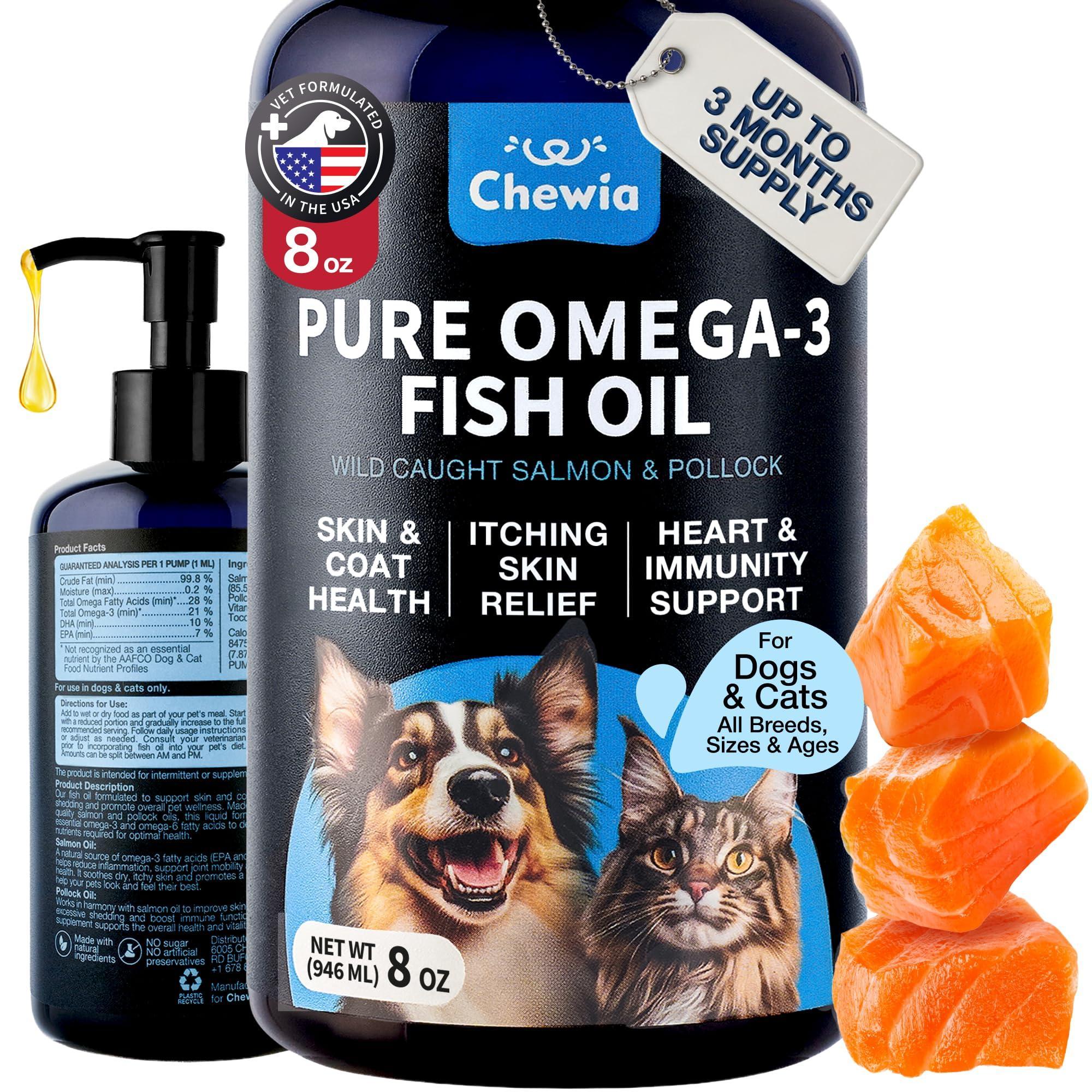 Omega 3 Fish Oil for Dogs and Cats Healthy Skin and Coat Support Supplement Omega 3 6 9 EPA DHA Fatty Acids Itchy Skin, Shedding, Immunity, Joint Wild Caught Salmon and Pollock Food Topper Omega 3 Fish Oil for Dogs and Cats Healthy Skin and Coat Support Supplement Omega 3 6 9 EPA DHA Fatty Acids Itchy Skin, Shedding, Immunity, Joint Wild Caught Salmon and Pollock Food Topper