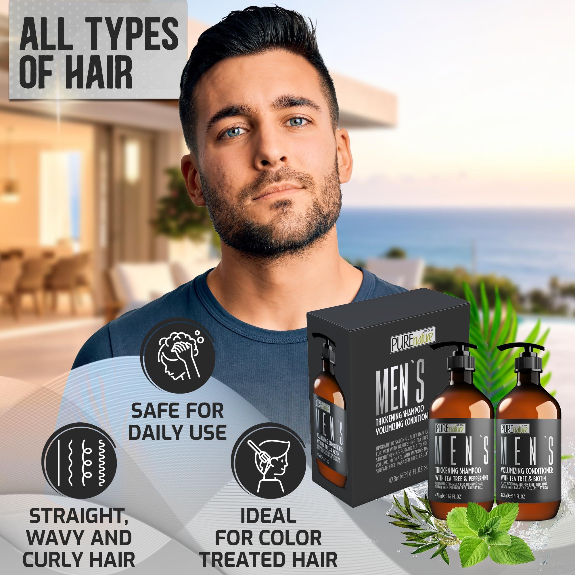 Mens Shampoo and Conditioner Set 16 Fl Oz Set of 2 Sulfate Free Strengthening Thickening Formula for Fuller Hair Helps with Thinning Hair Formulated for Men Mens Shampoo and Conditioner Set 16 Fl Oz Set of 2 Sulfate Free Strengthening Thickening Formula for Fuller Hair Helps with Thinning Hair Formulated for Men