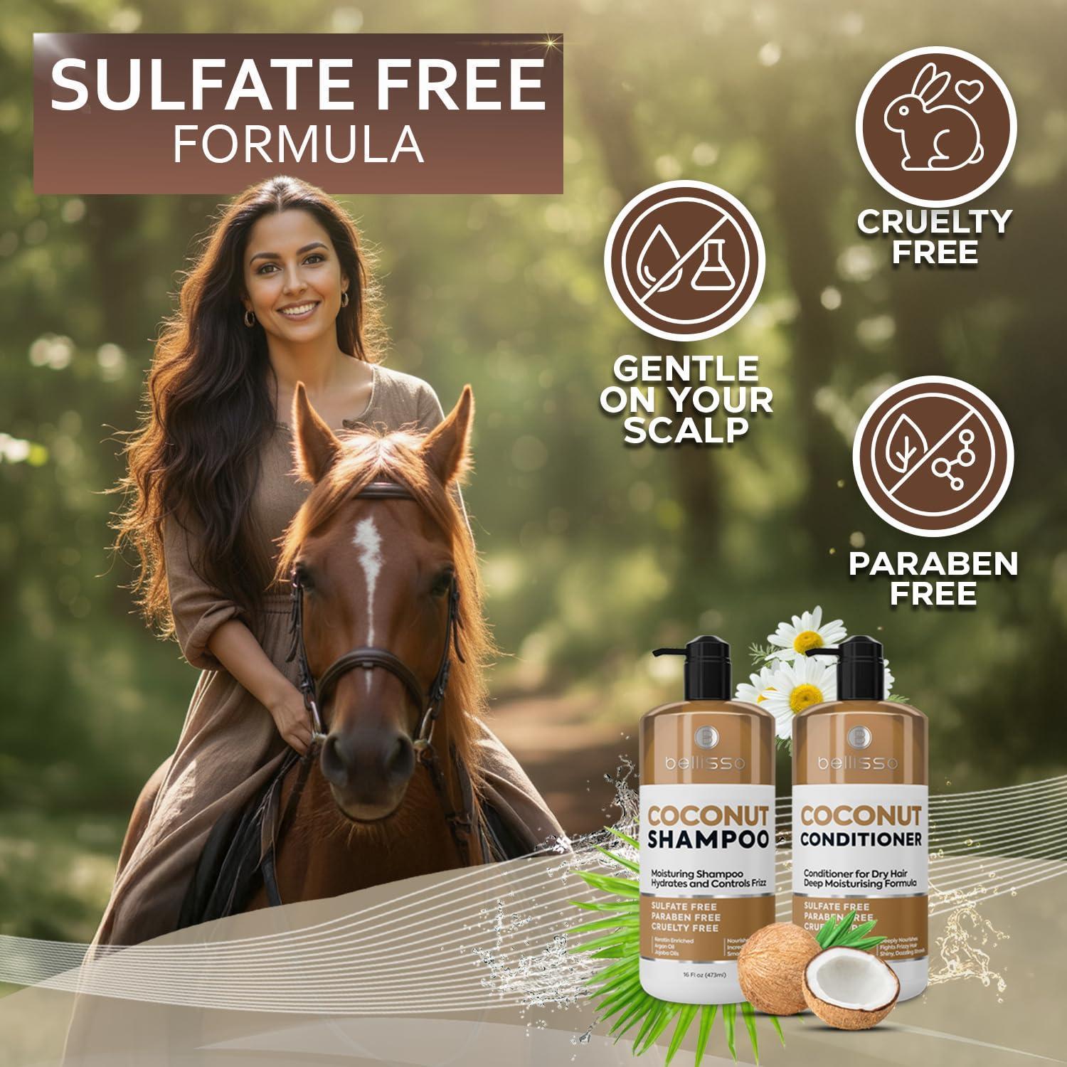 Coconut Shampoo and Conditioner Set 16 Fl Oz Set of 2 Sulfate Free Deep Moisturizing Hydrating Anti Frizz Formula for Women and Men Professional Salon Grade Dry Damaged Hair Care Products Coconut Shampoo and Conditioner Set 16 Fl Oz Set of 2 Sulfate Free Deep Moisturizing Hydrating Anti Frizz Formula for Women and Men Professional Salon Grade Dry Damaged Hair Care Products