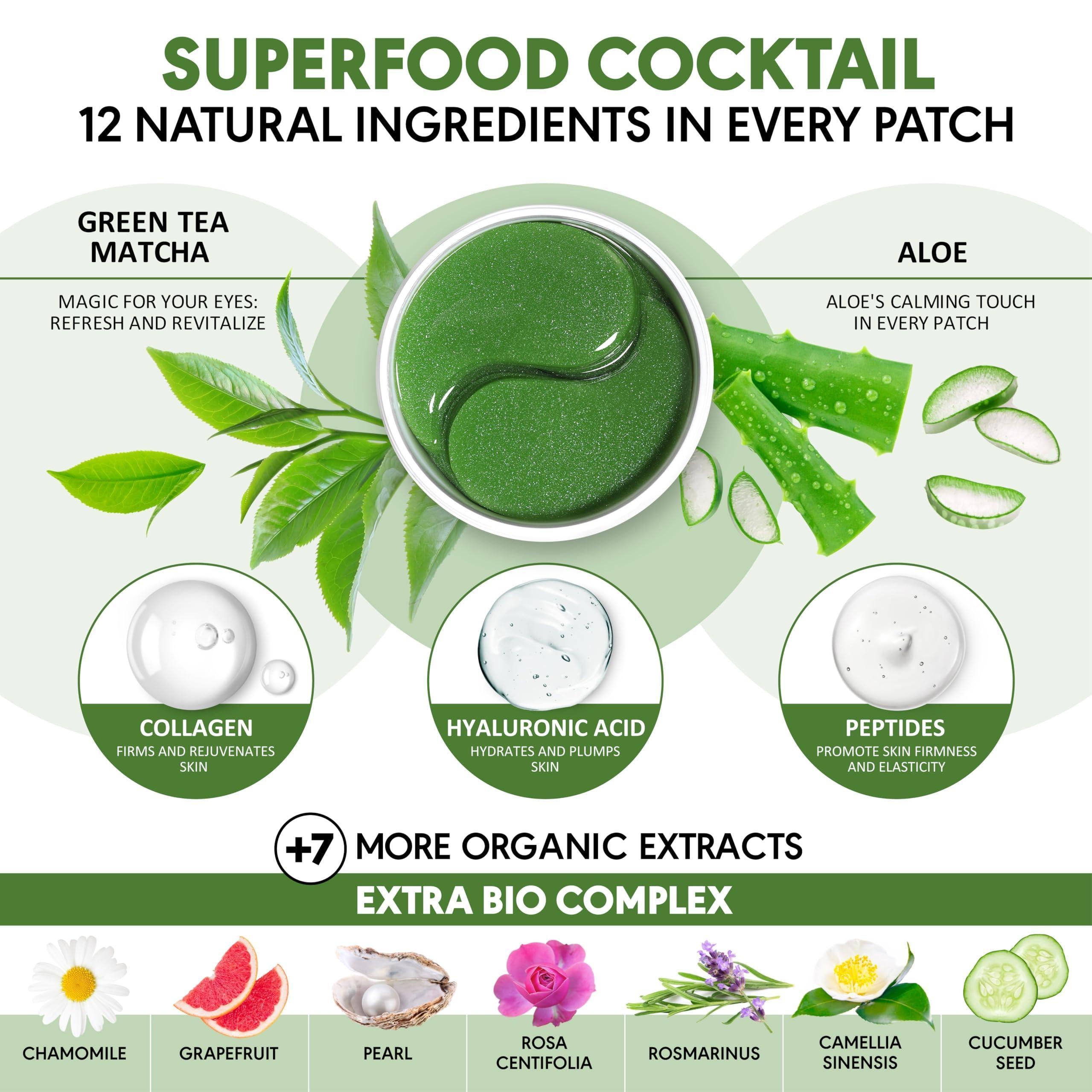 Green Tea Under Eye Patches for Wrinkles and Eye Bags 30 Pairs Eye Masks for Green Tea Under Eye Patches for Wrinkles and Eye Bags 30 Pairs Eye Masks for