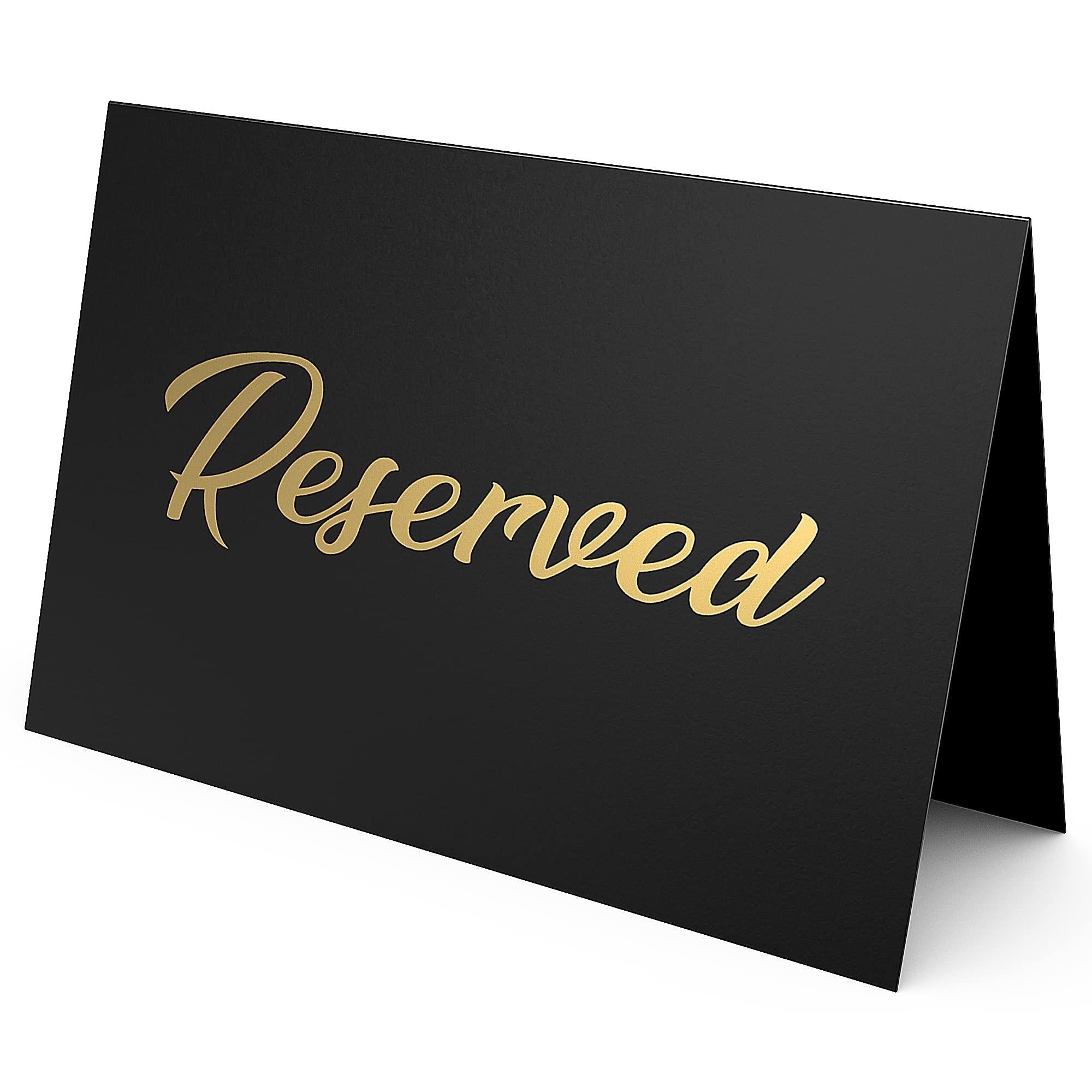 10 Pack Black Reserved Table Signs for Wedding Gold Foil Reserved Seating Signs for Wedding Chairs Church Pews Double Sided Cardstock Reserved Signs for Tables Table Tent Reservation Cards 10 Pack Black Reserved Table Signs for Wedding Gold Foil Reserved Seating Signs for Wedding Chairs Church Pews Double Sided Cardstock Reserved Signs for Tables Table Tent Reservation Cards