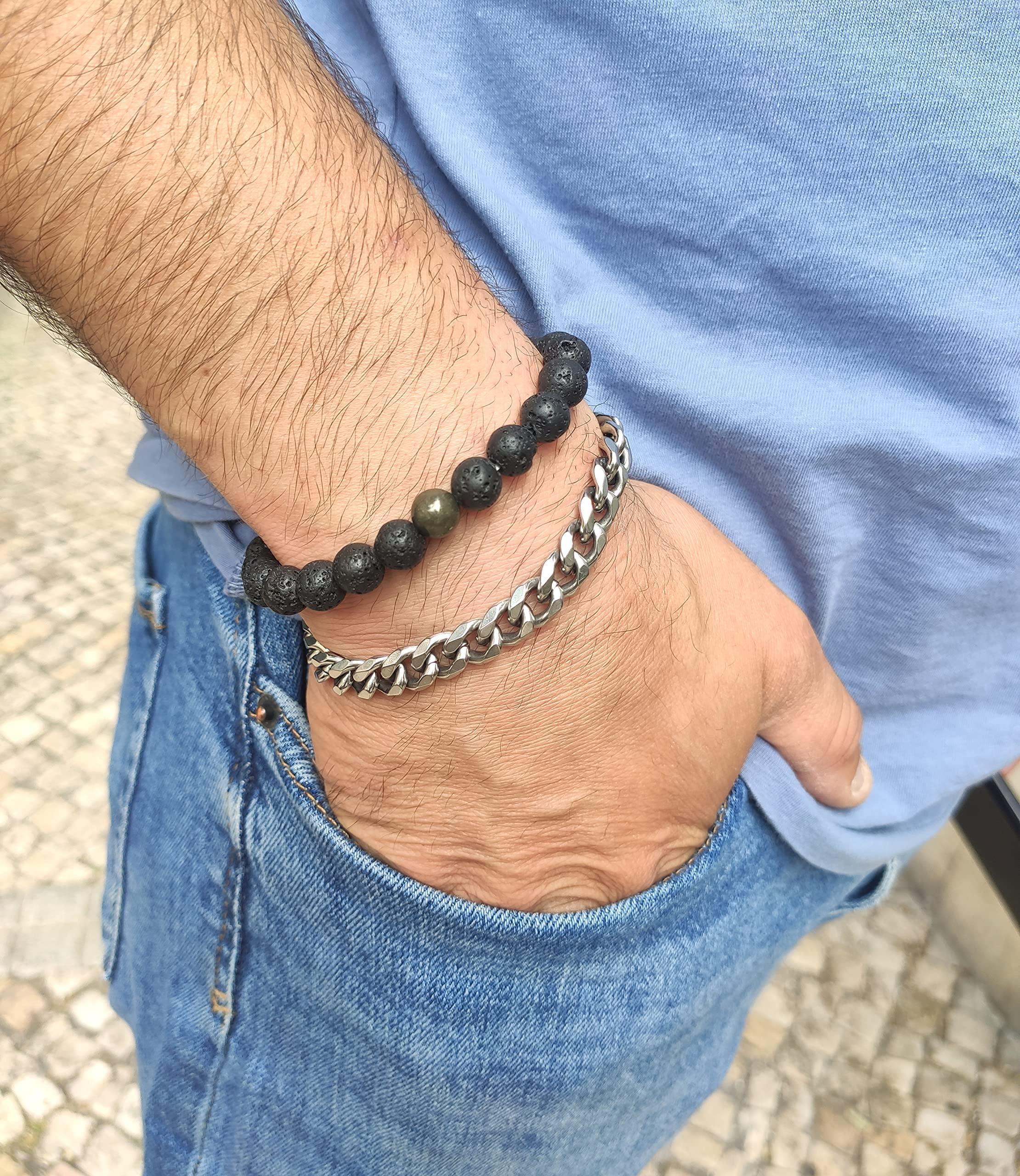 Black Lava Rock Beads Natural Stone Bracelets with Pyrite Set of 2 Healing Crystal Energy Activation Power Chakra Reiki Elastic Stretch Bracelet for Protection Man Women Diffuser Elastic Yoga 8mm Black Lava Rock Beads Natural Stone Bracelets with Pyrite Set of 2 Healing Crystal Energy Activation Power Chakra Reiki Elastic Stretch Bracelet for Protection Man Women Diffuser Elastic Yoga 8mm